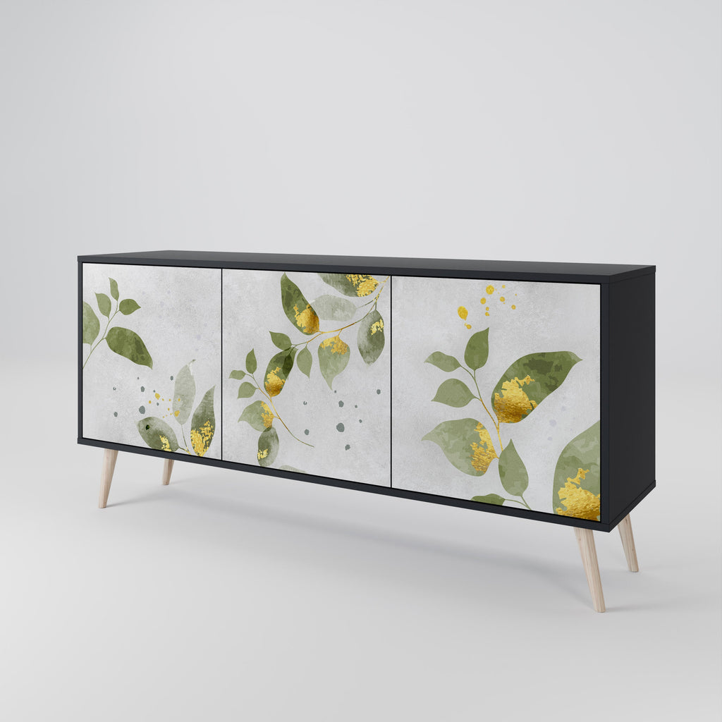 Buffet 3 portes ELEGANT BOTANICS finition noire
