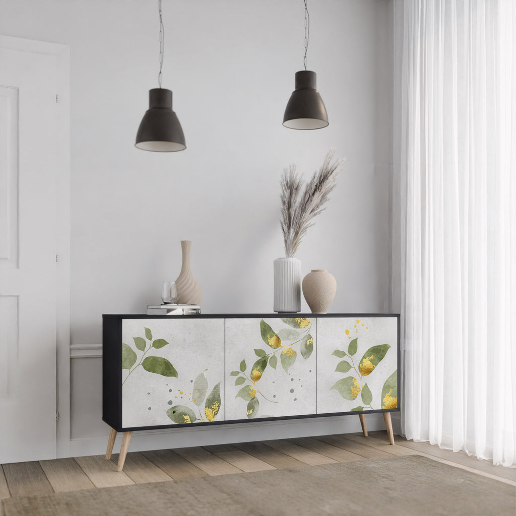 Buffet 3 portes ELEGANT BOTANICS finition noire