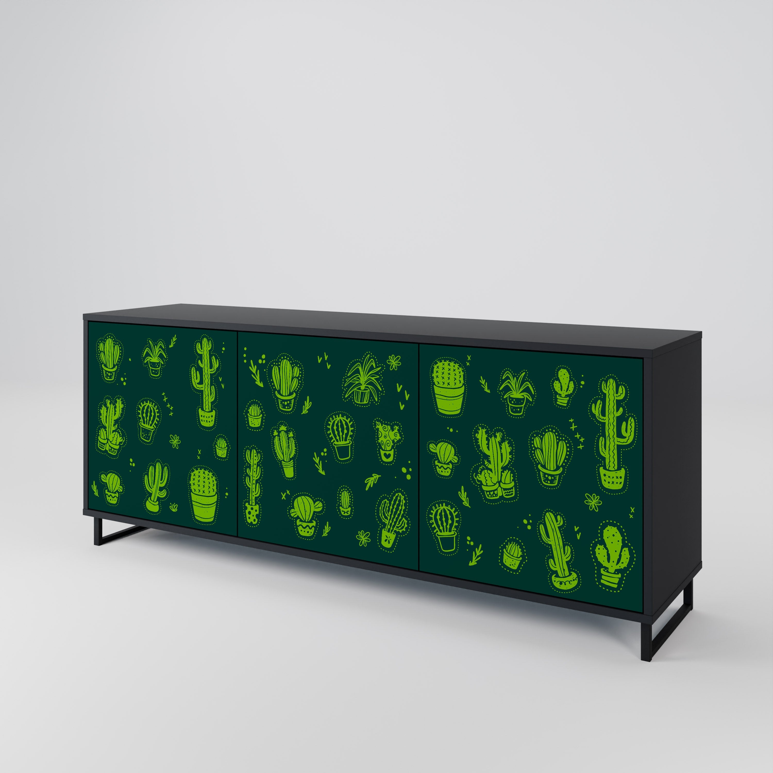 Buffet 3 portes DESERT GREEN finition noire