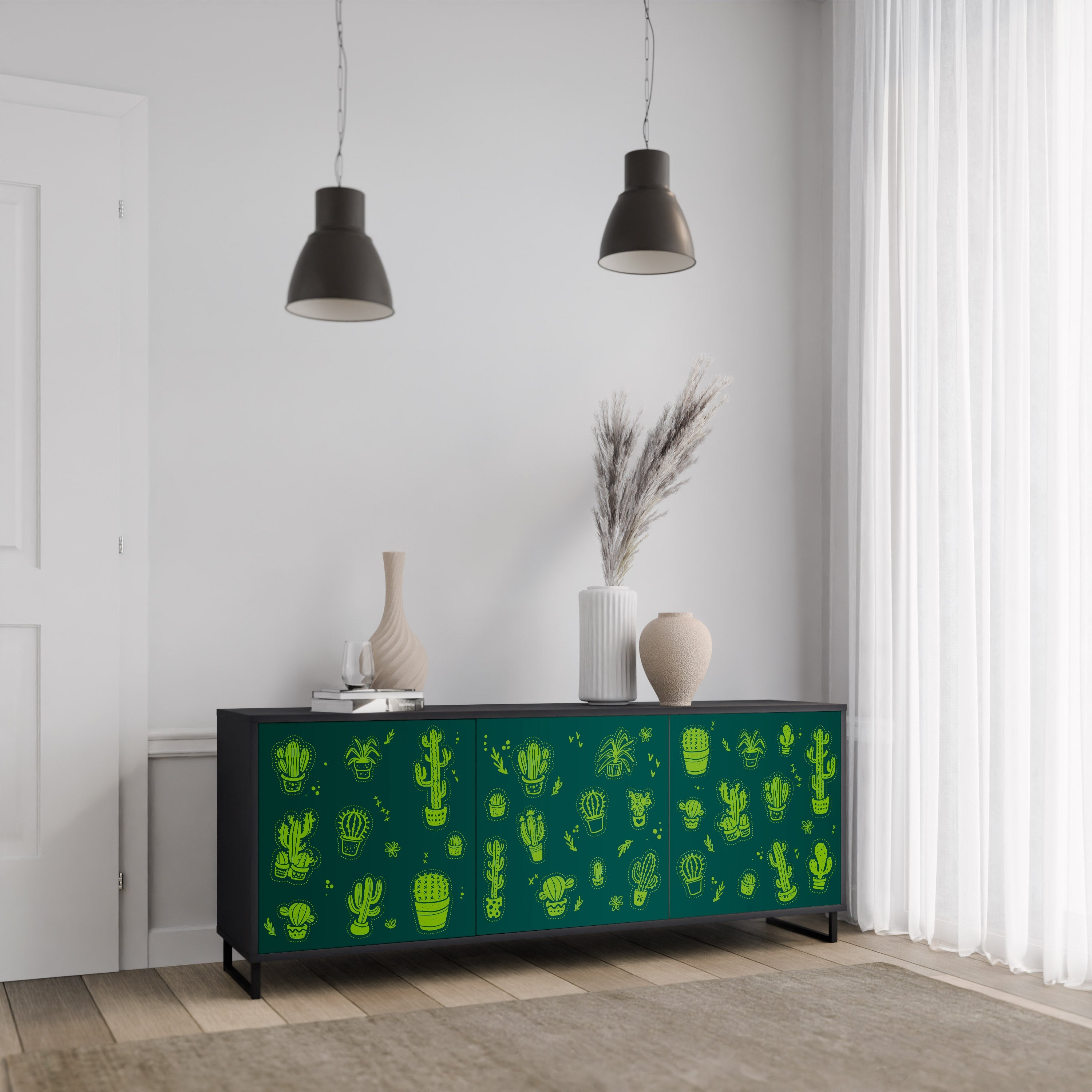Buffet 3 portes DESERT GREEN finition noire