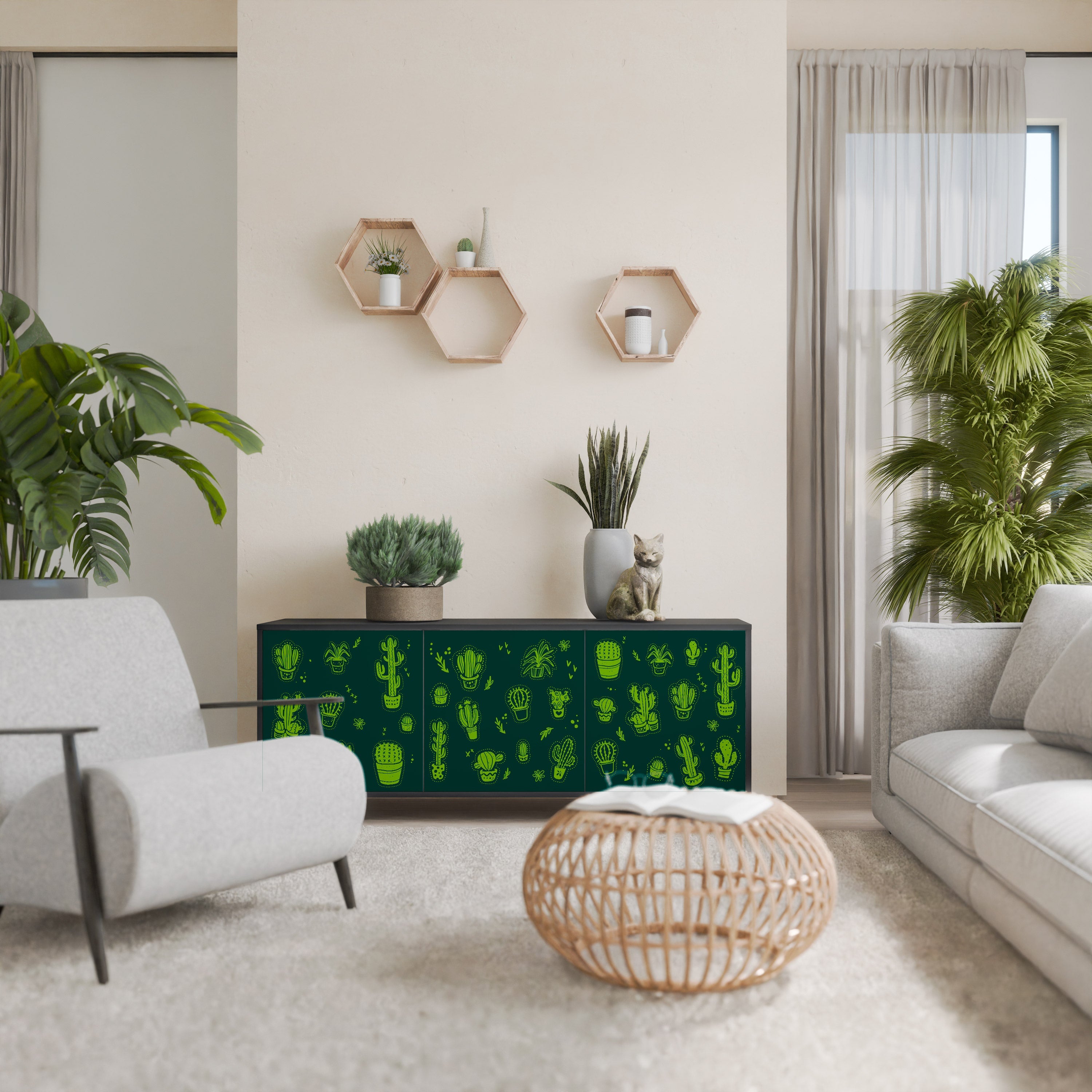 Buffet 3 portes DESERT GREEN finition noire