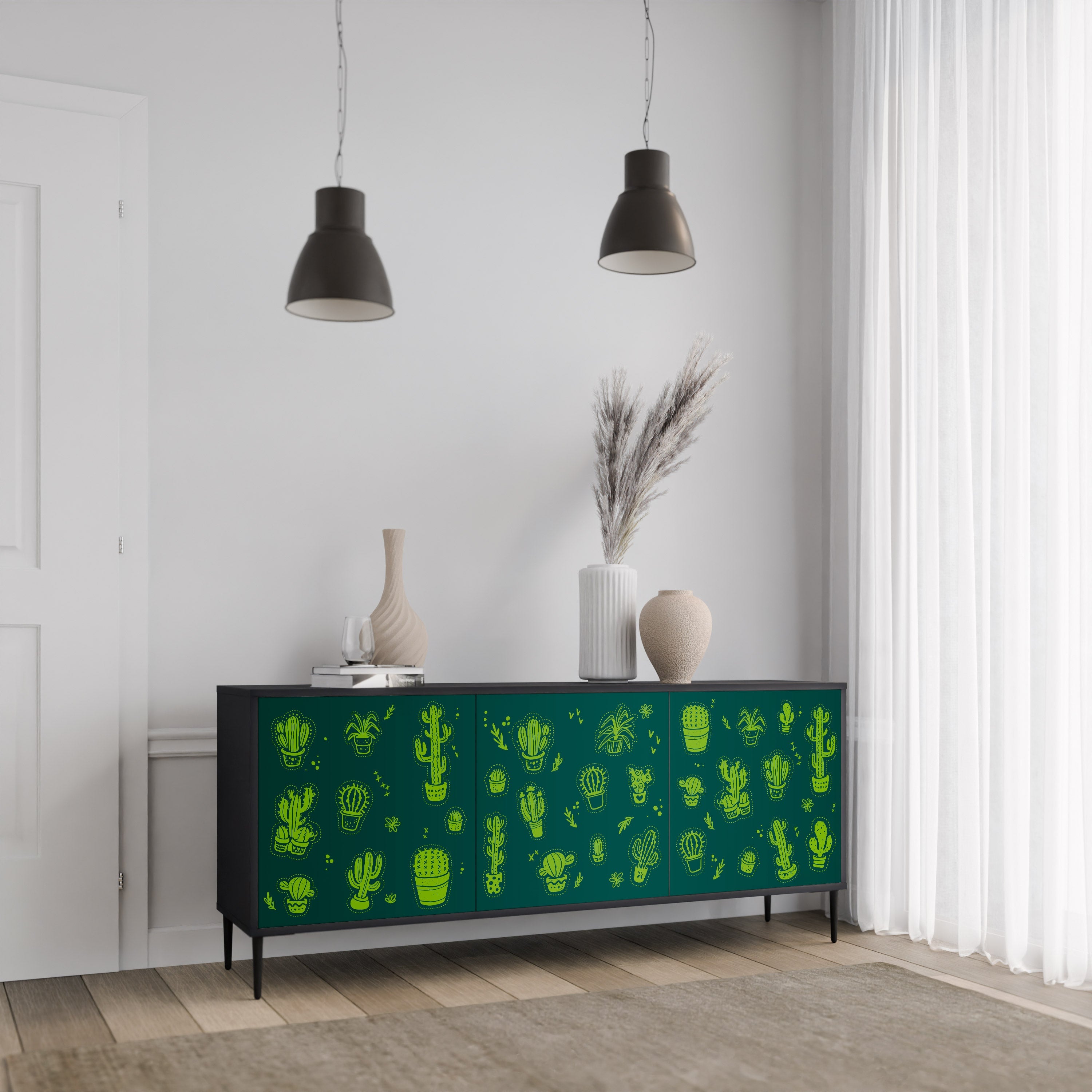 Buffet 3 portes DESERT GREEN finition noire