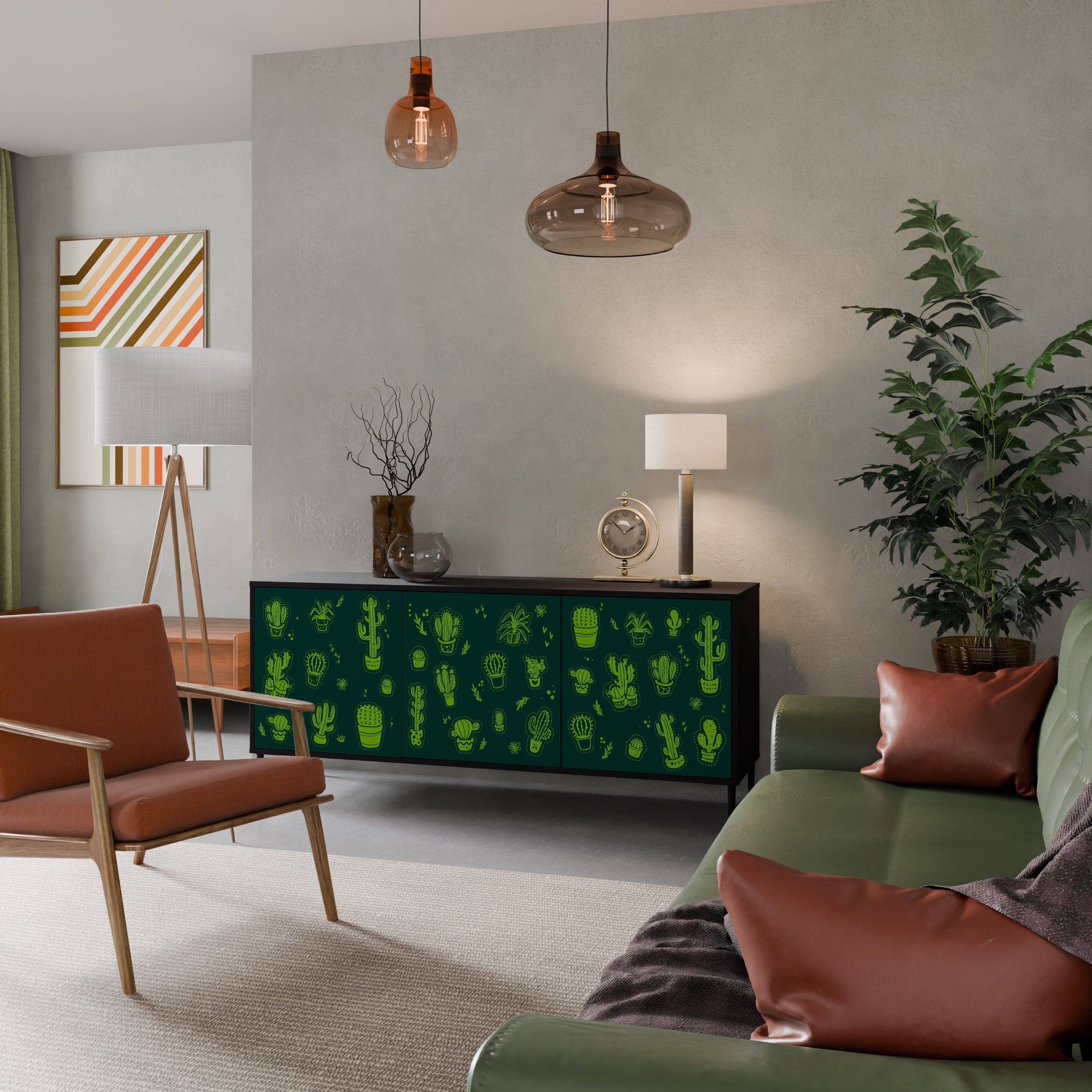 Buffet 3 portes DESERT GREEN finition noire