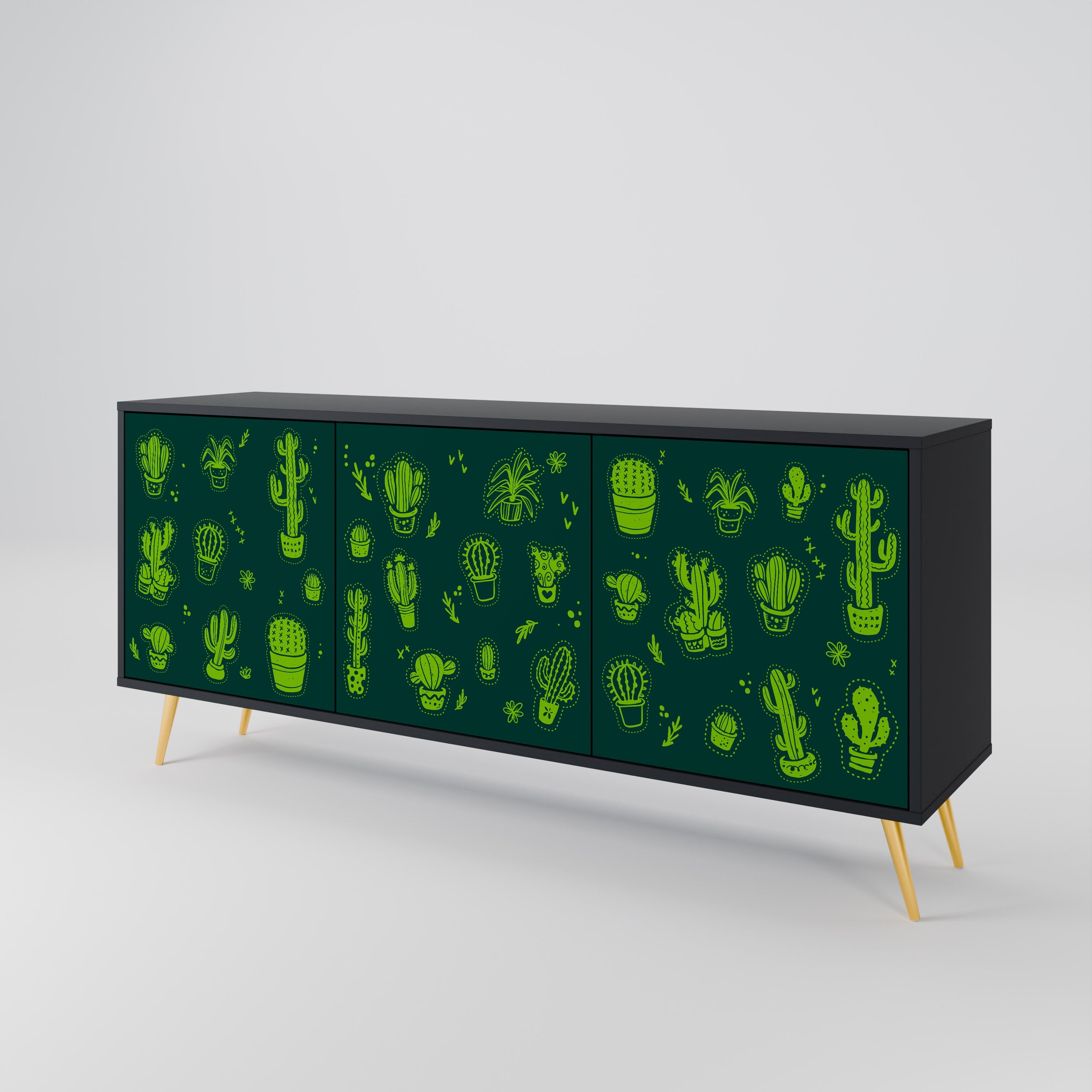 Buffet 3 portes DESERT GREEN finition noire
