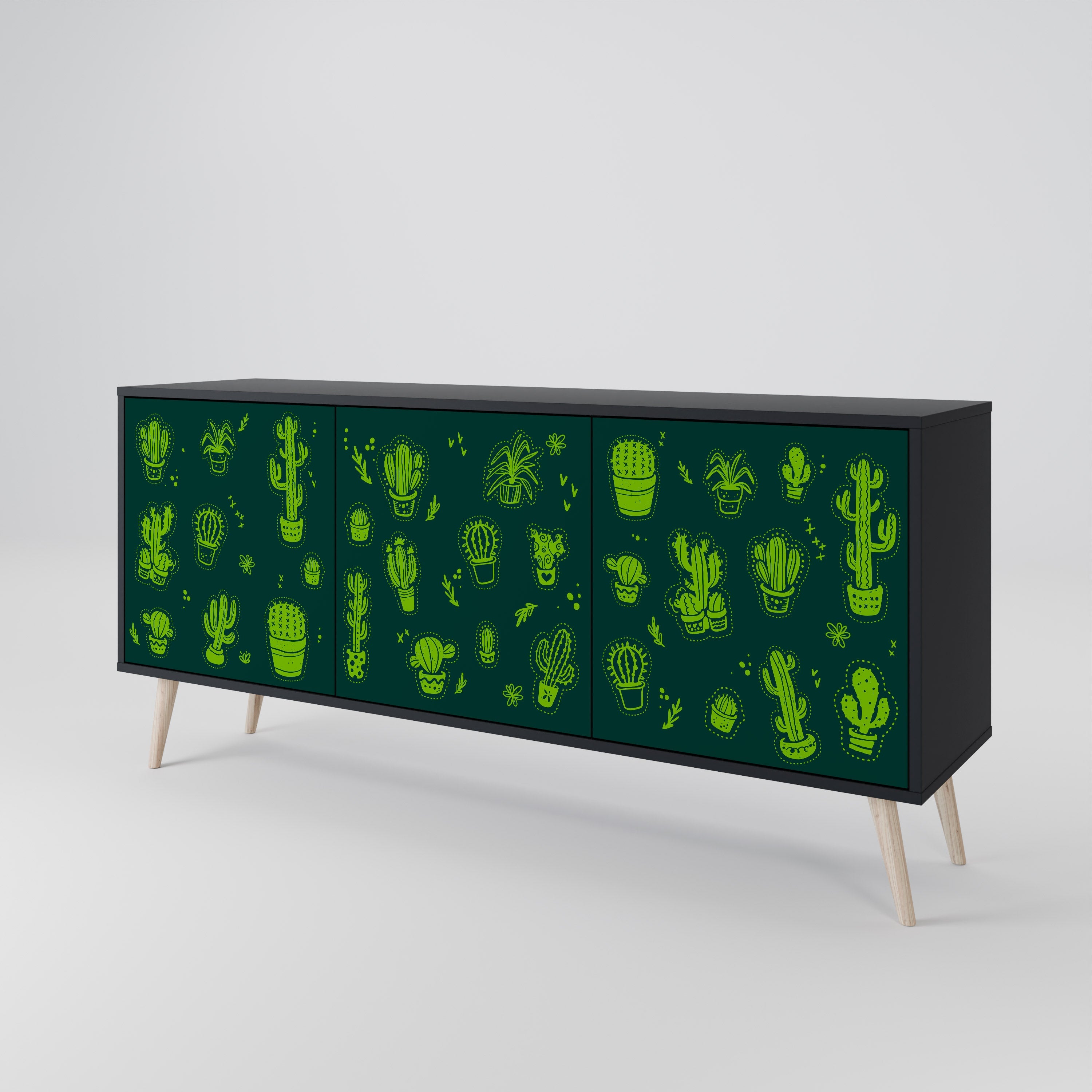 Buffet 3 portes DESERT GREEN finition noire