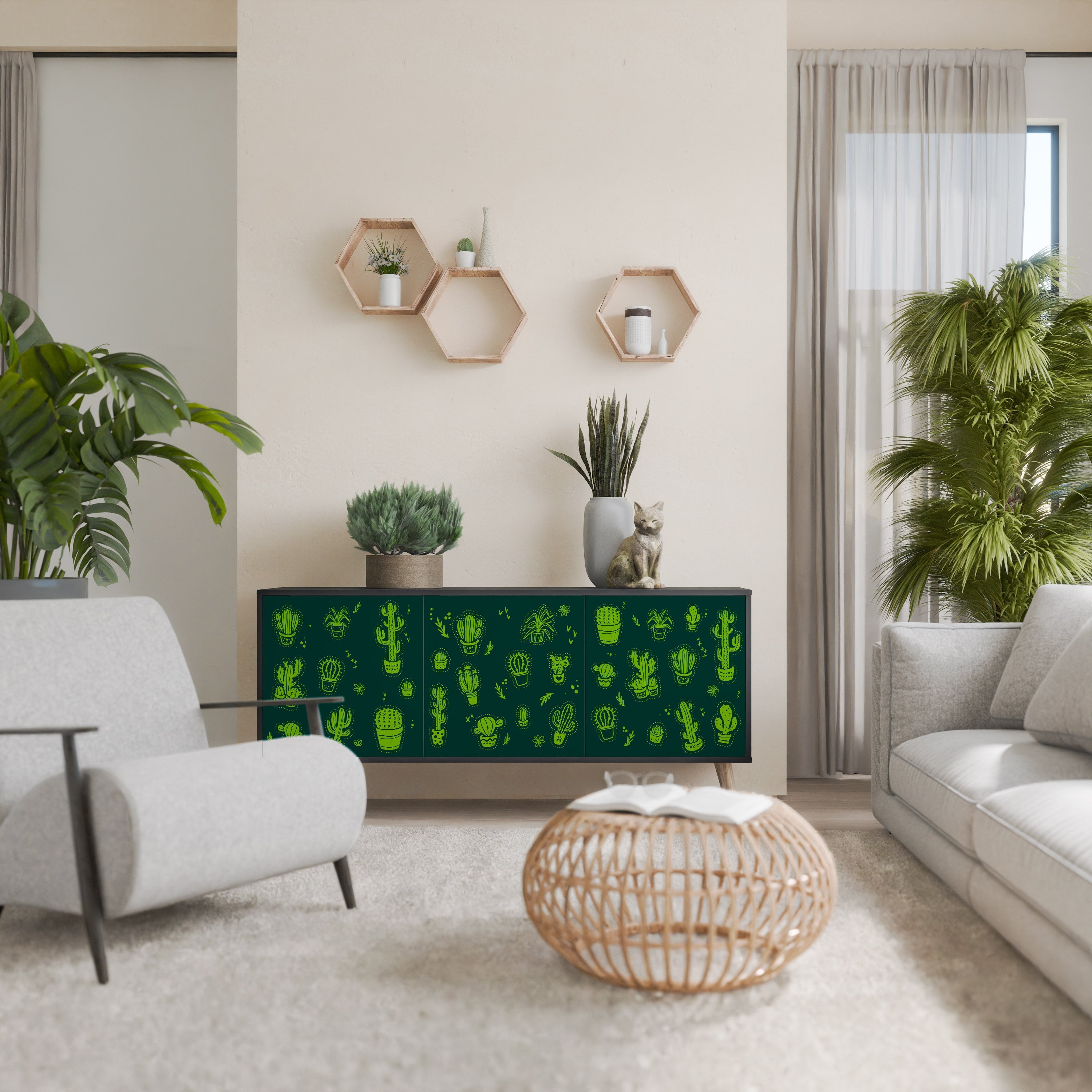 Buffet 3 portes DESERT GREEN finition noire