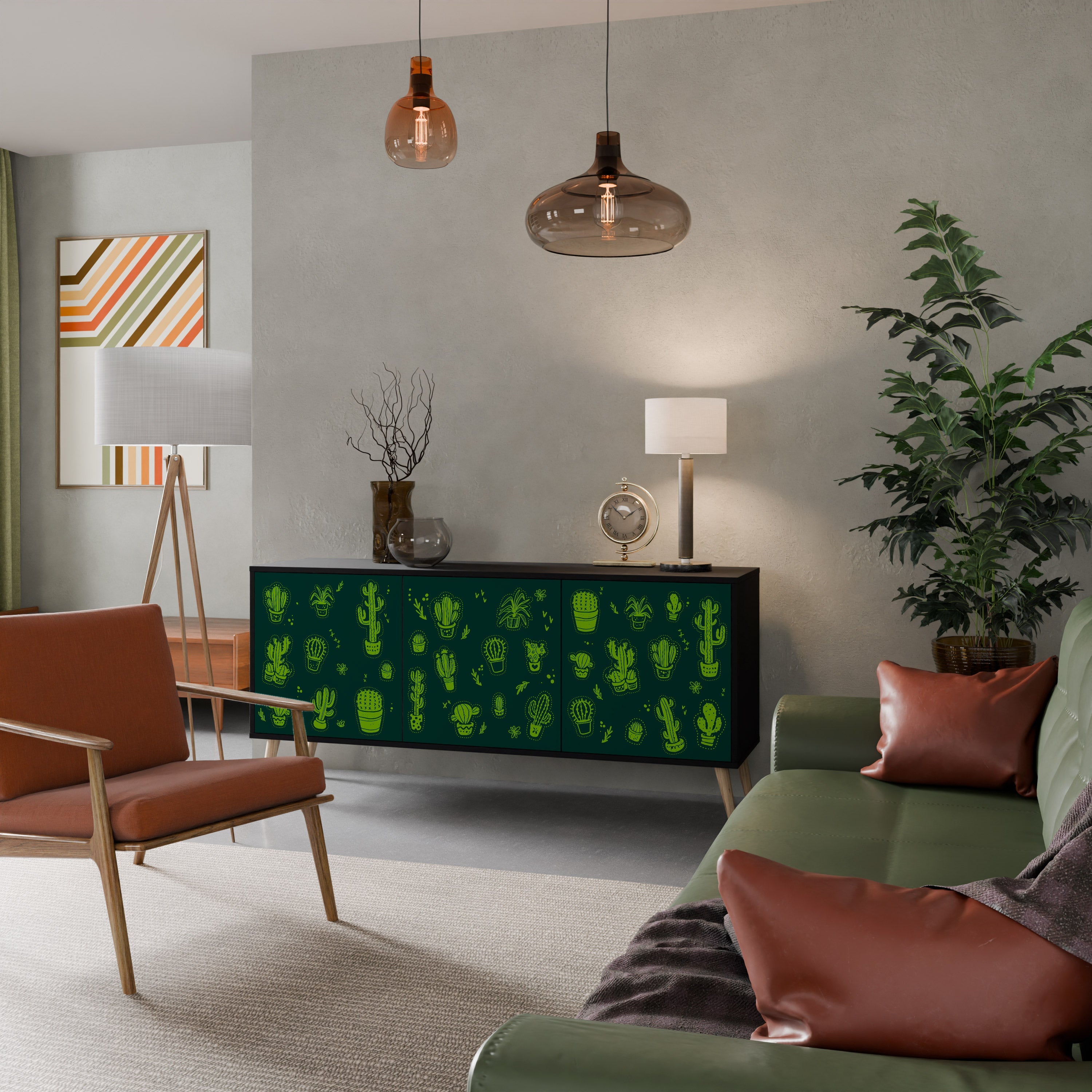 Buffet 3 portes DESERT GREEN finition noire