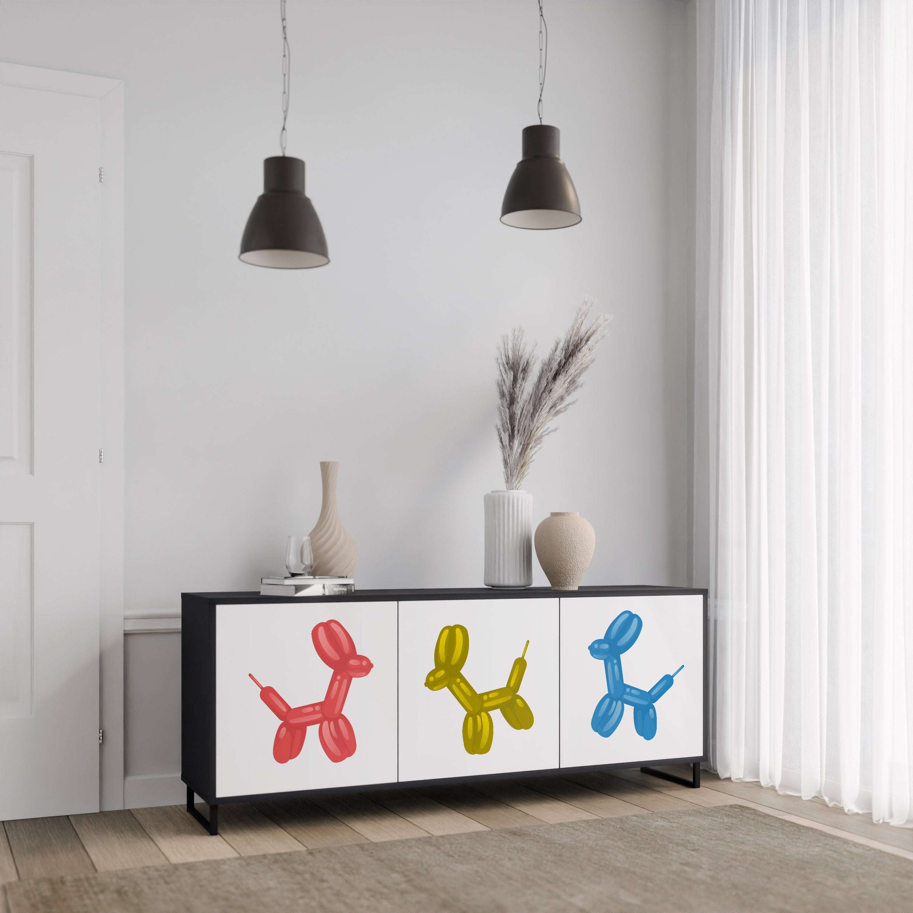 Buffet 3 portes CHILDHOOD MEMORY en finition noire