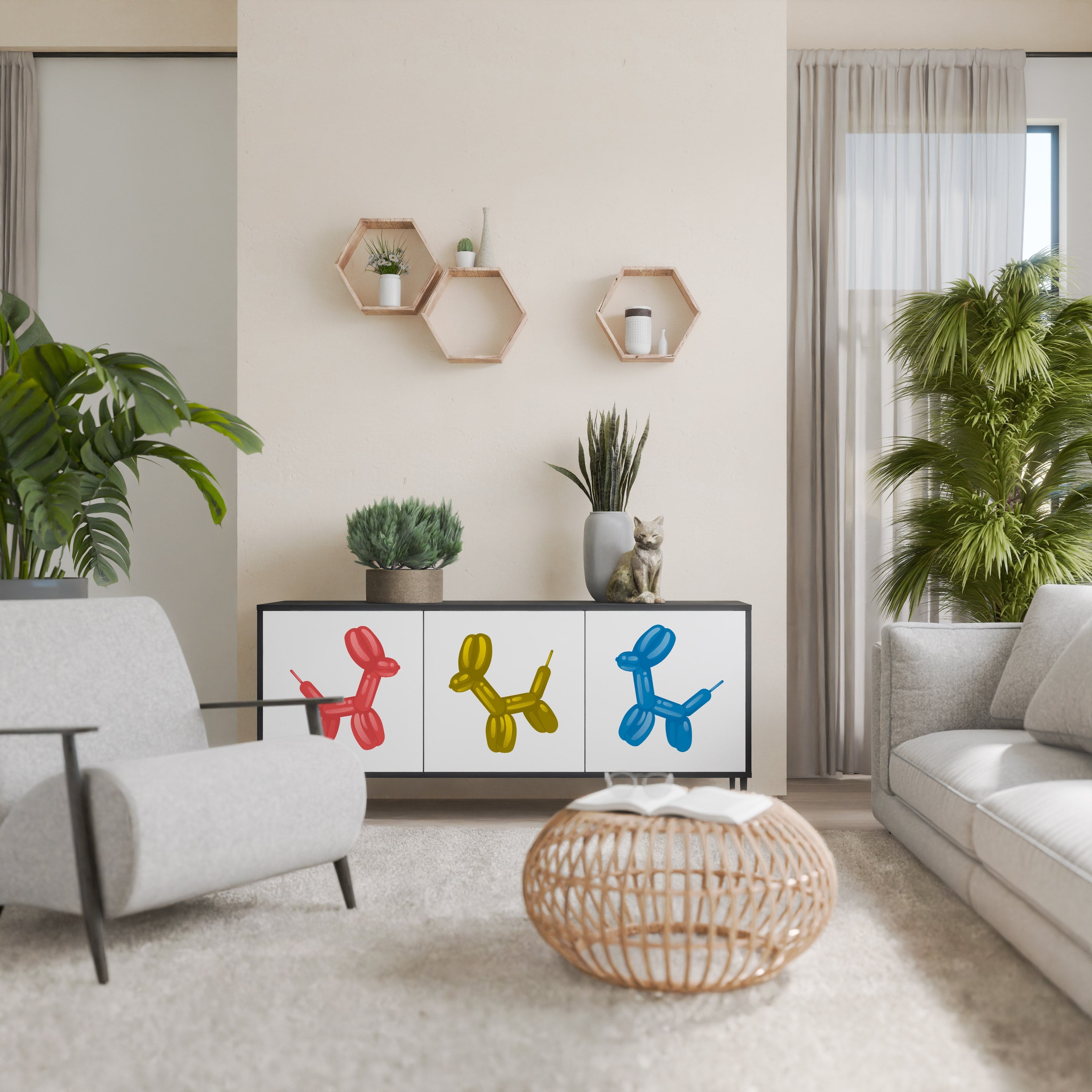 Buffet 3 portes CHILDHOOD MEMORY en finition noire