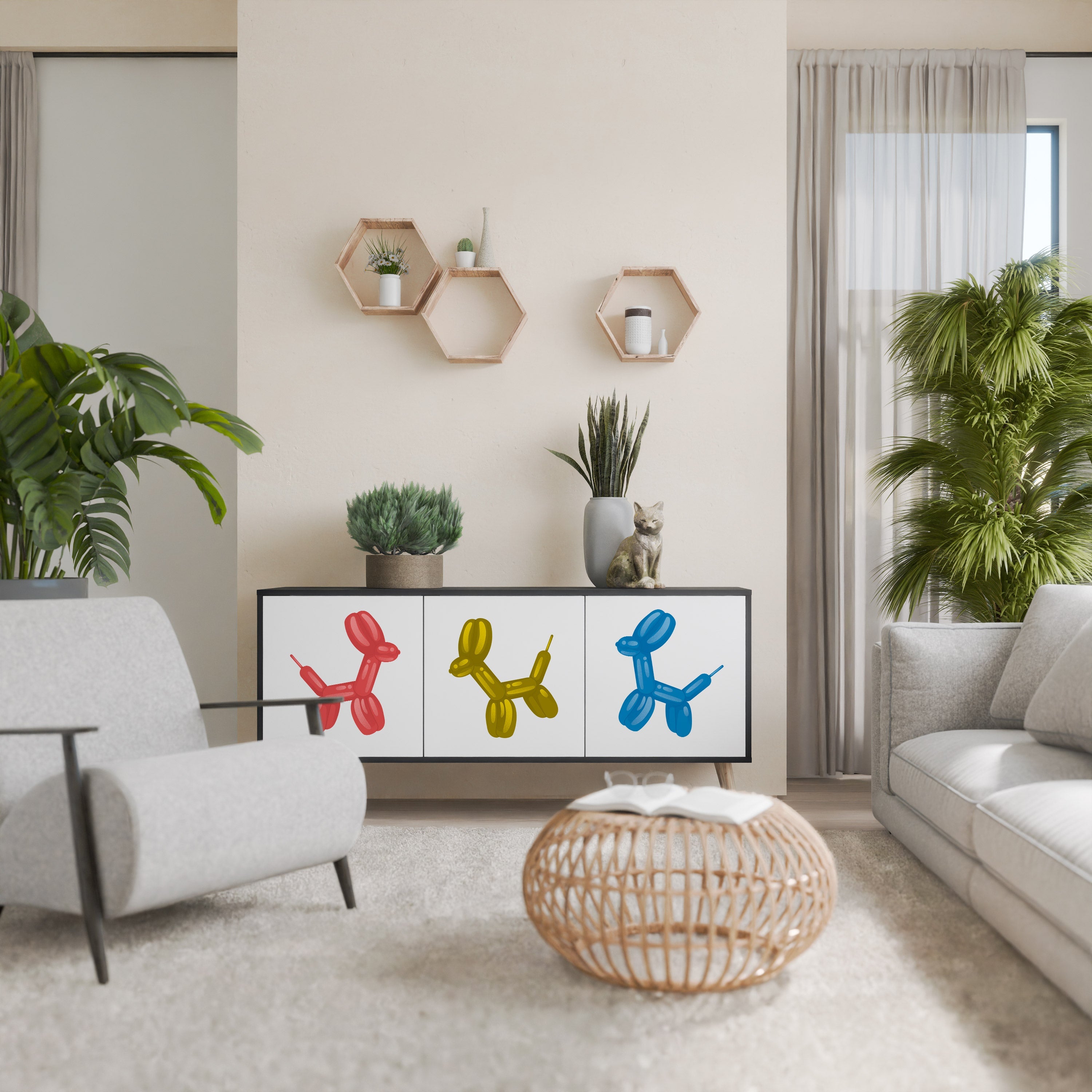 Buffet 3 portes CHILDHOOD MEMORY en finition noire