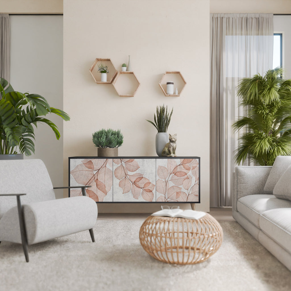 Buffet 3 portes AUTUMN FRAGILITY en finition noire