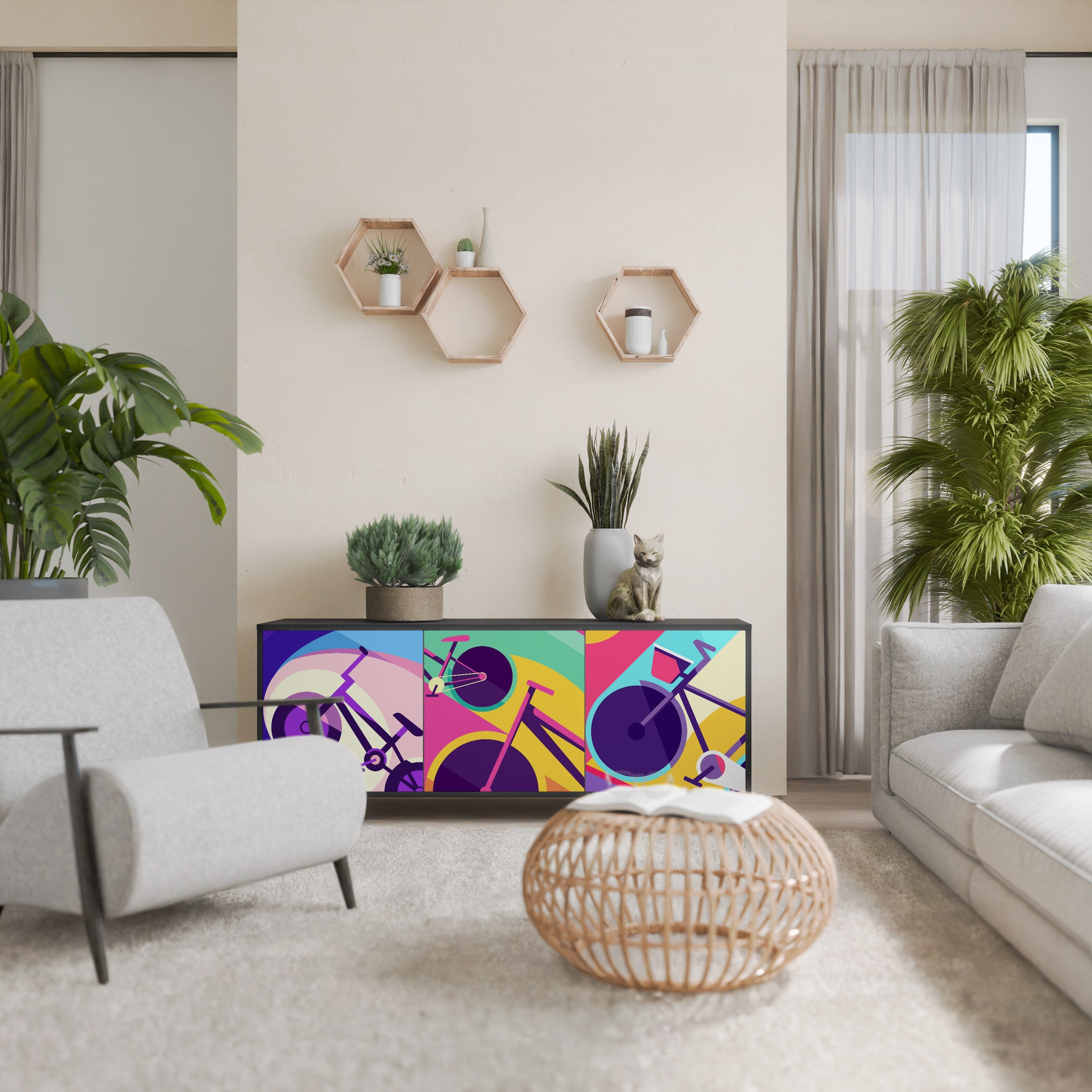 Buffet 3 portes BIKE DREAMS finition noire