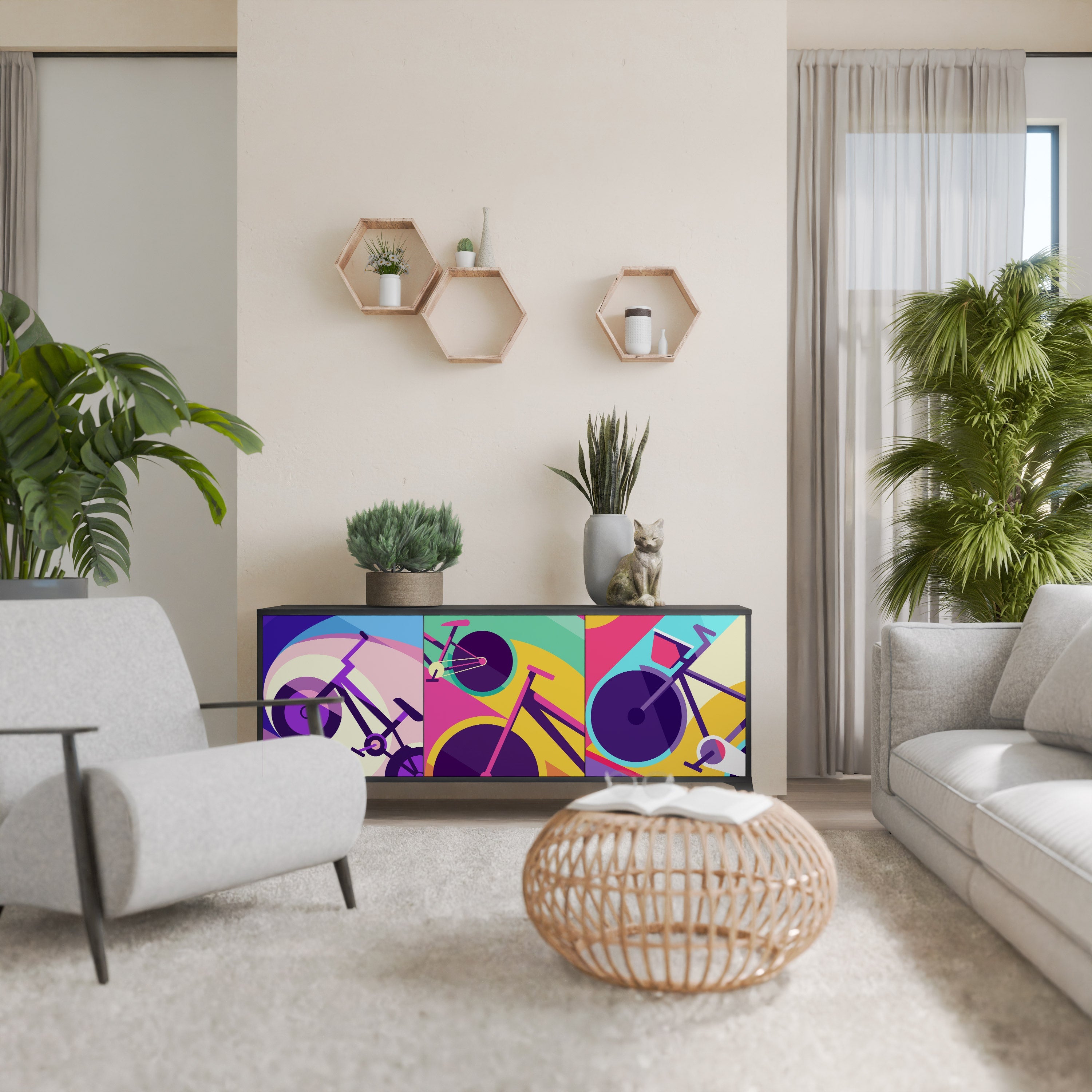 Buffet 3 portes BIKE DREAMS finition noire