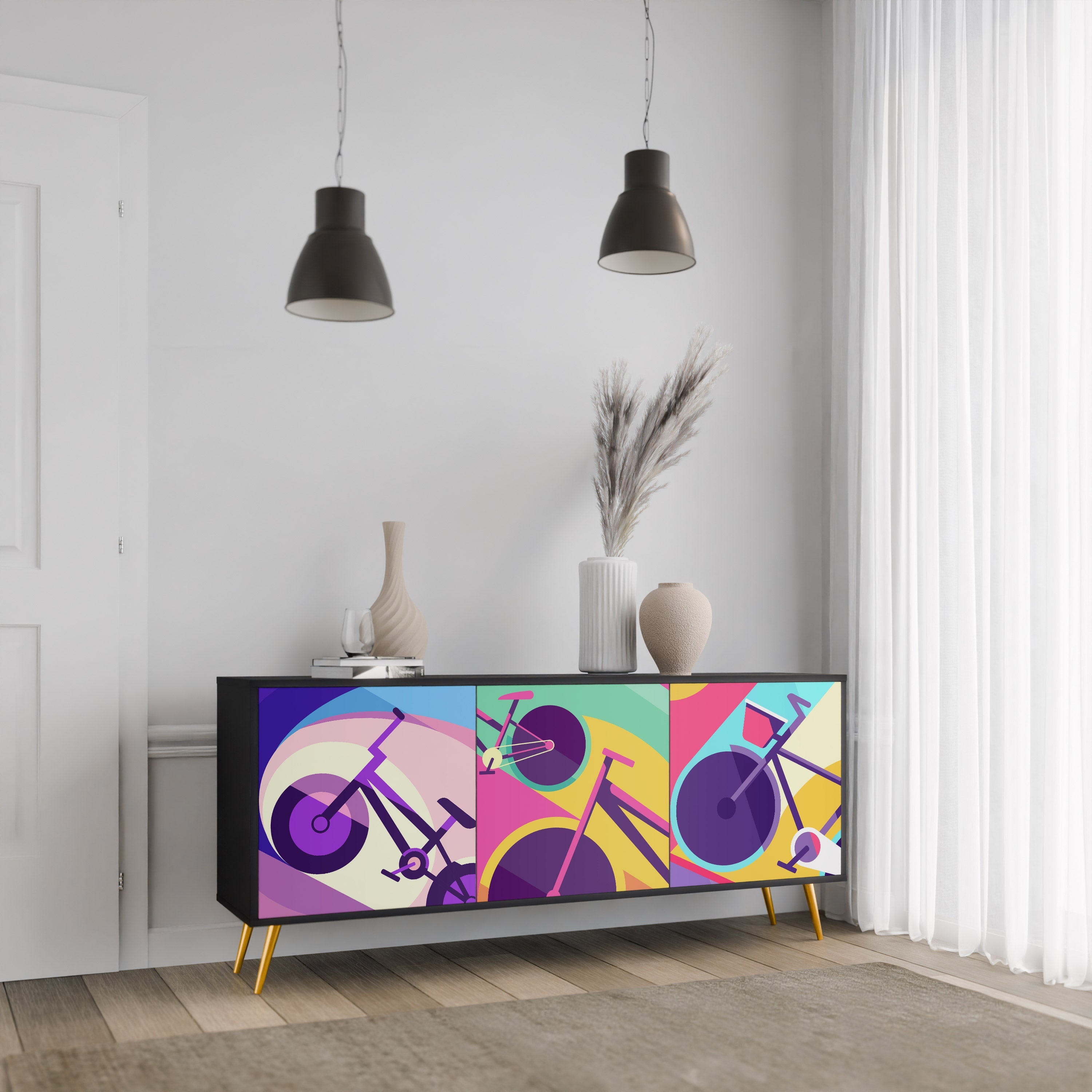 Buffet 3 portes BIKE DREAMS finition noire