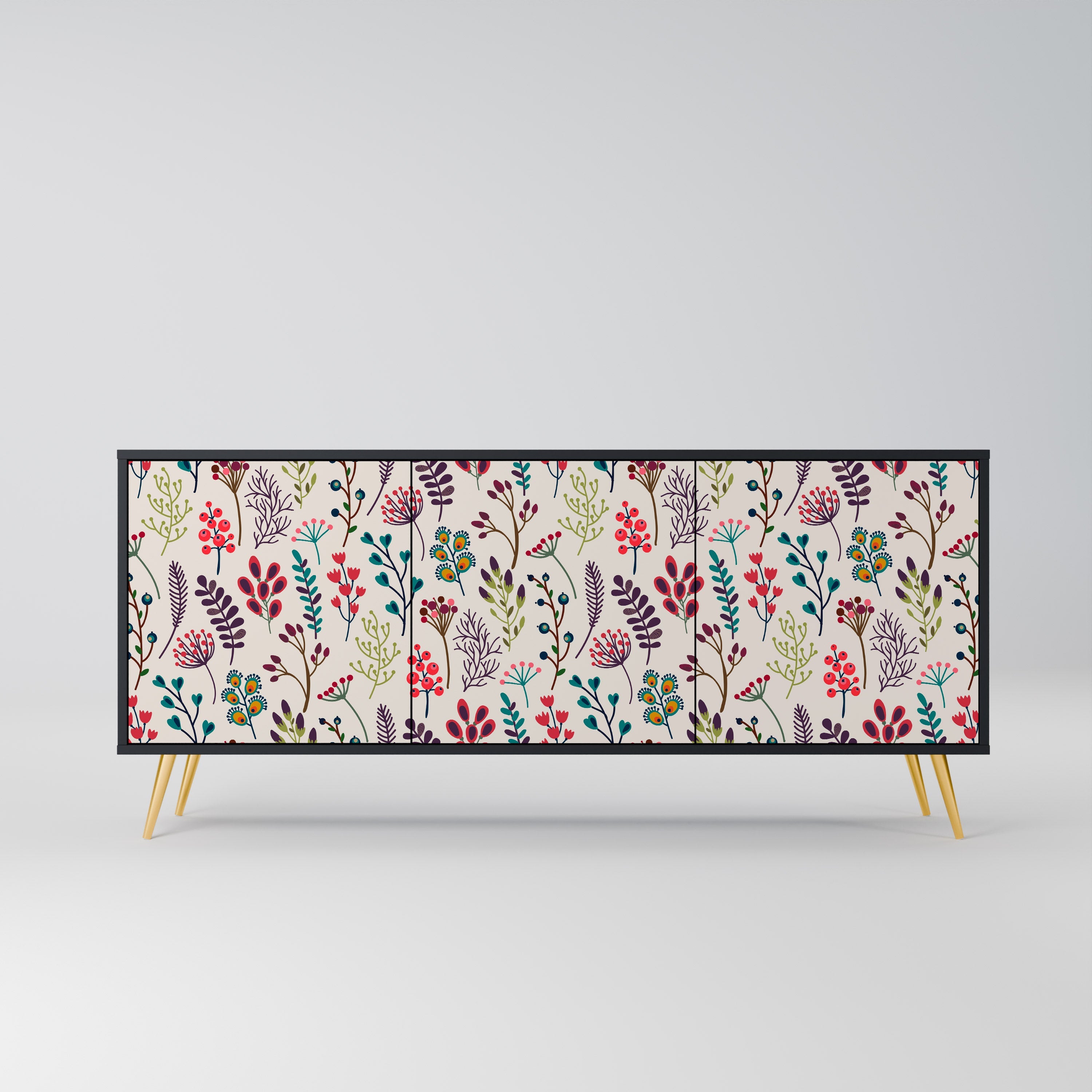 Buffet 3 portes AUTUMN SUNDRIES en finition noire