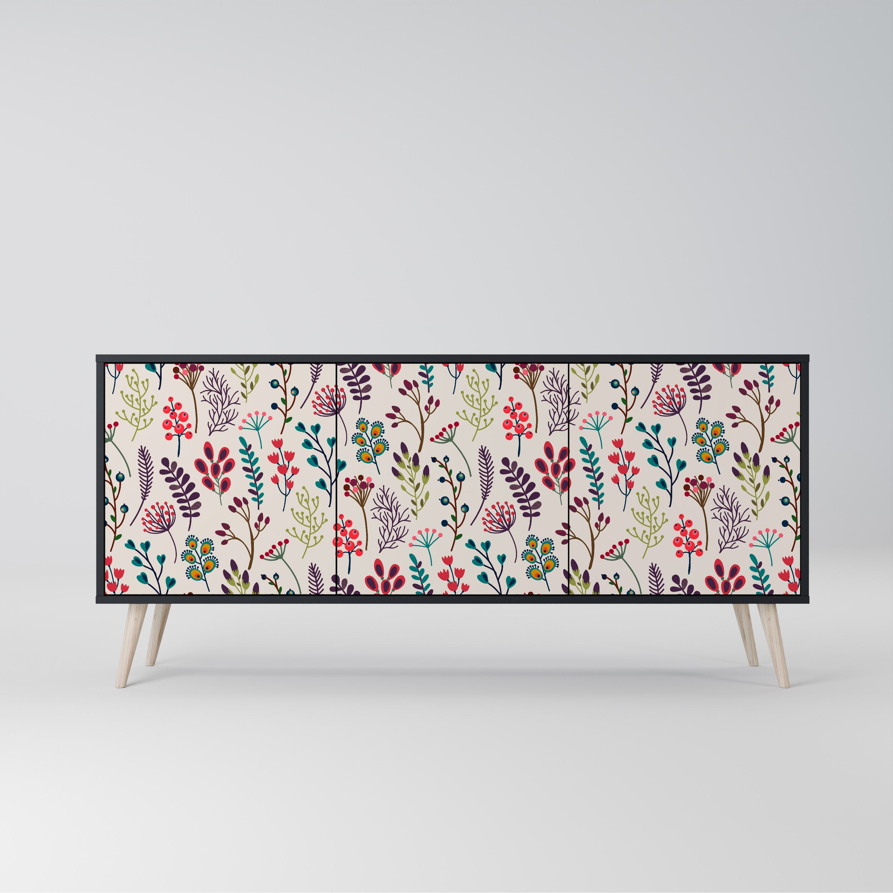 Buffet 3 portes AUTUMN SUNDRIES en finition noire