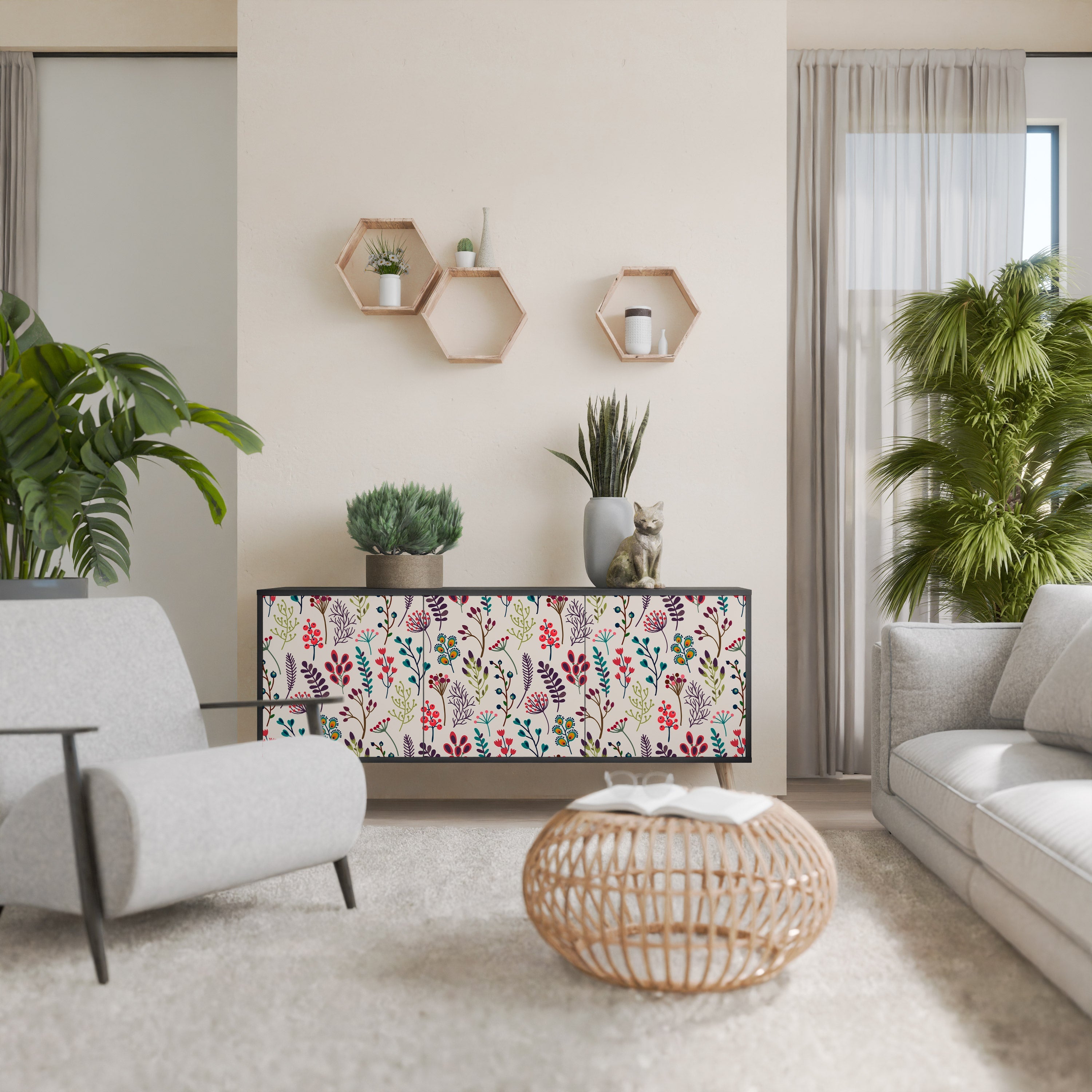 Buffet 3 portes AUTUMN SUNDRIES en finition noire