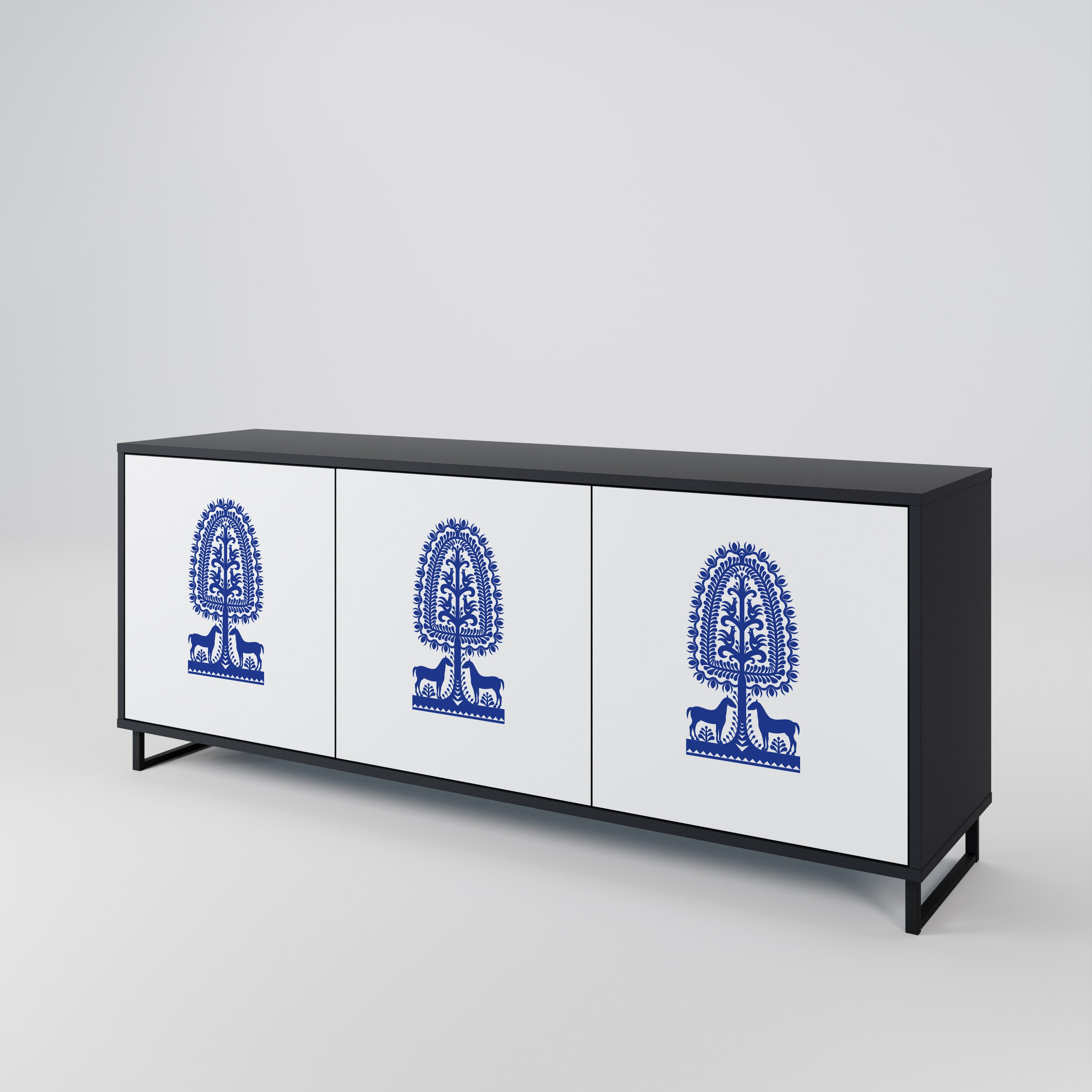 POLISH FOLK ART 3-Door Sideboard