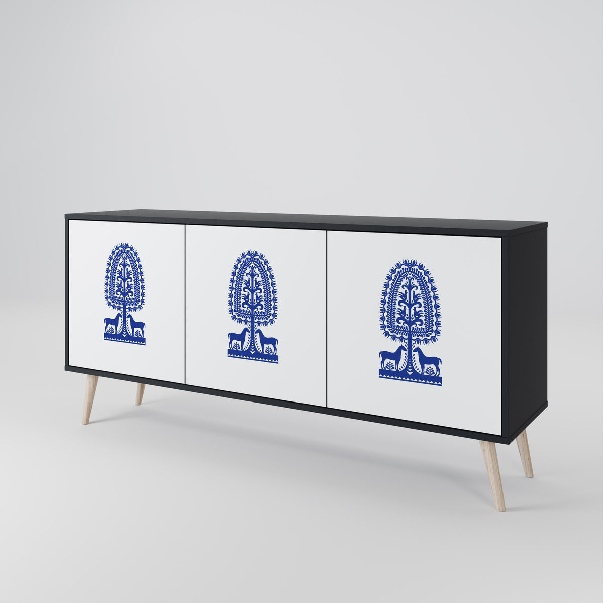 POLISH FOLK ART 3-Door Sideboard
