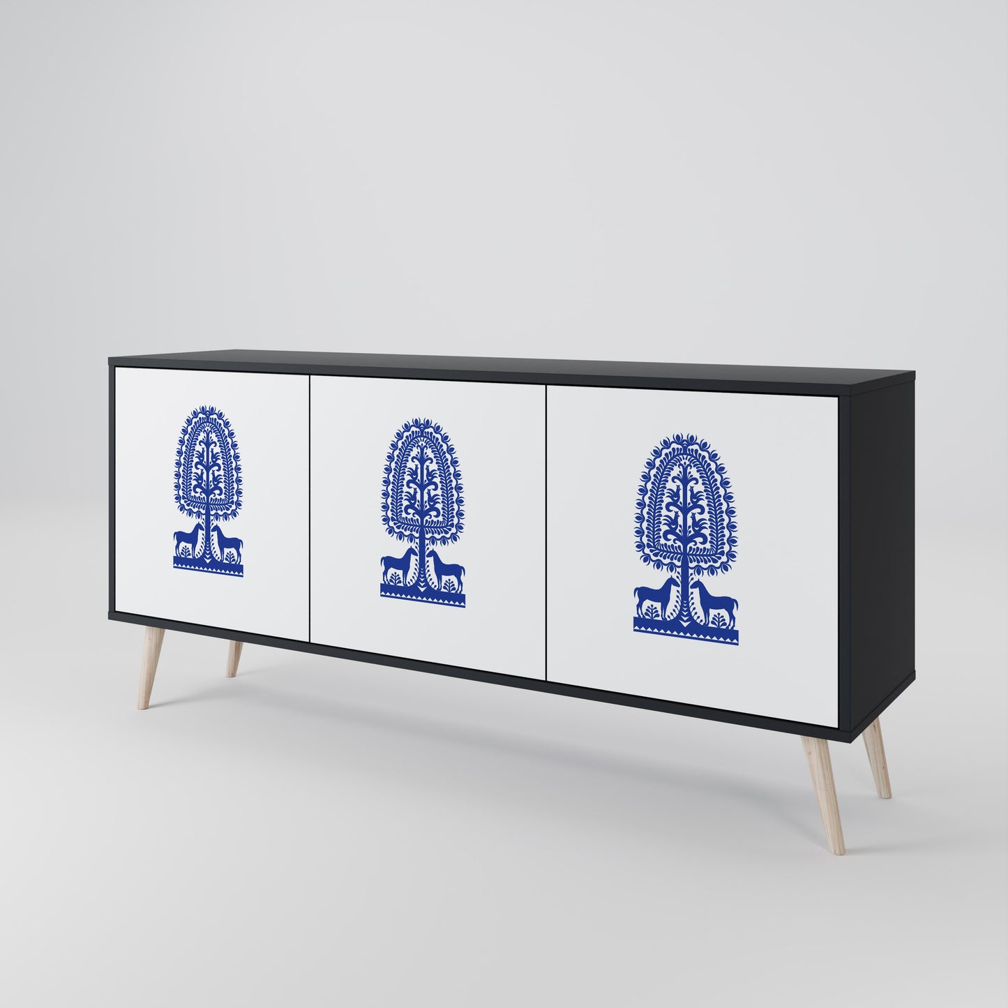 POLISH FOLK ART 3-Door Sideboard