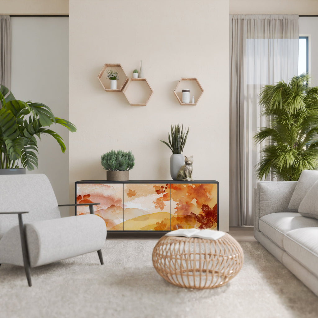 Buffet 3 portes TRACES OF AUTUMN finition noire