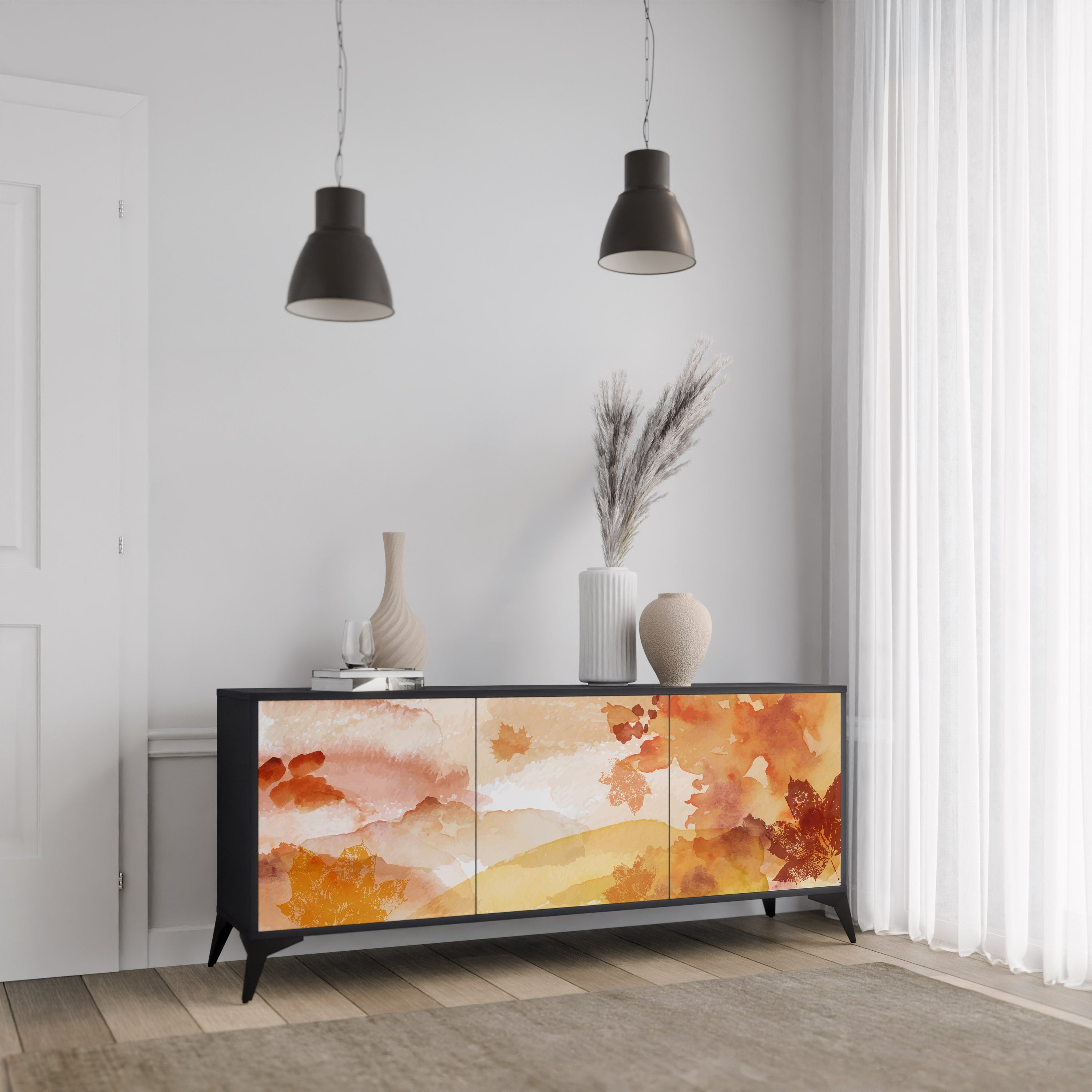 Buffet 3 portes TRACES OF AUTUMN finition noire