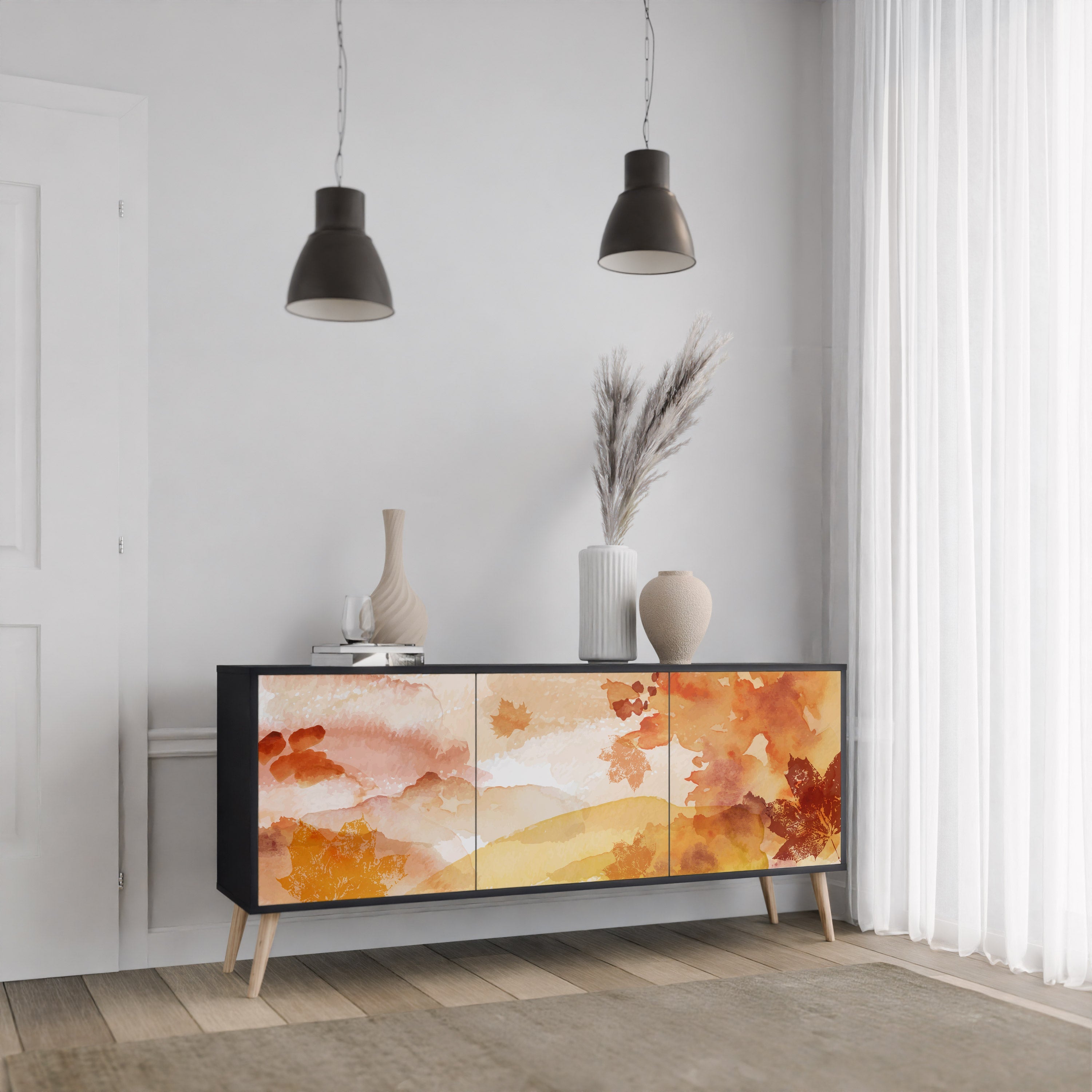 Buffet 3 portes TRACES OF AUTUMN finition noire