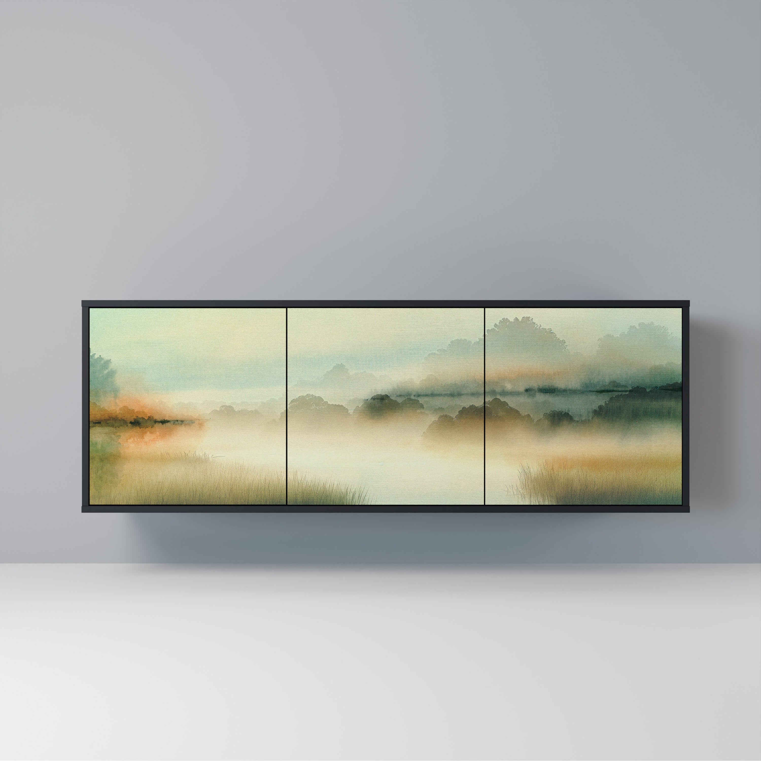 Buffet 3 portes MORNING BY THE LAKE en finition noire