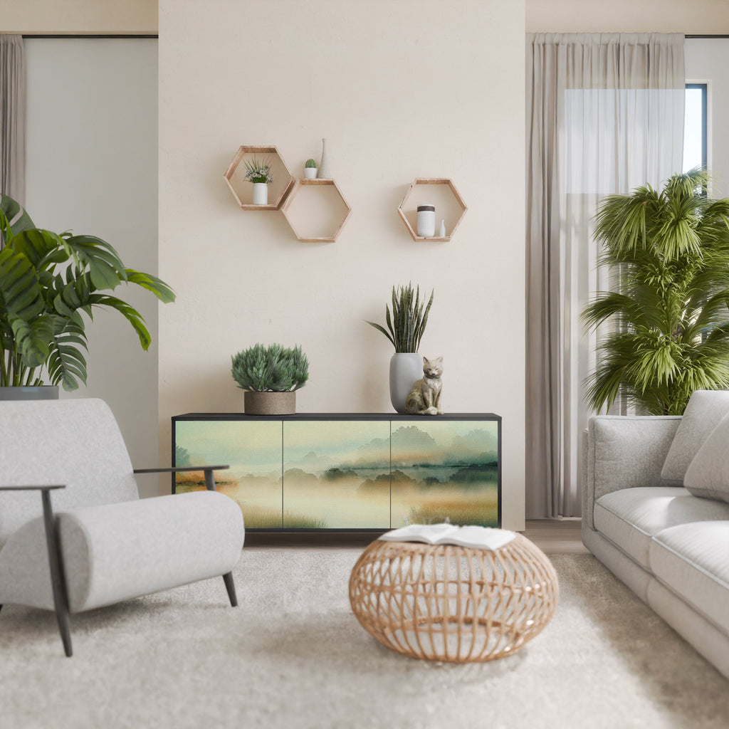 Buffet 3 portes MORNING BY THE LAKE en finition noire