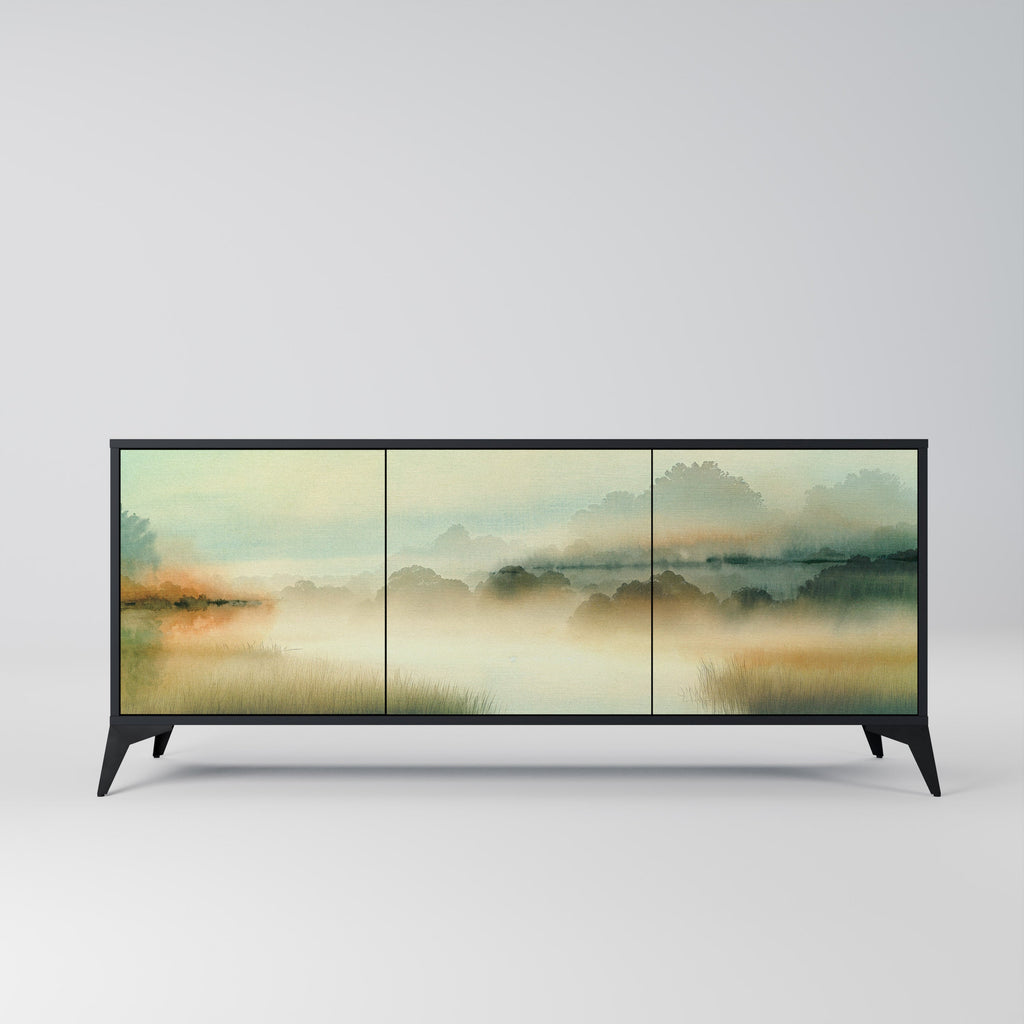 Buffet 3 portes MORNING BY THE LAKE en finition noire