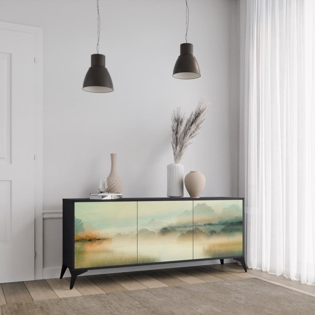 Buffet 3 portes MORNING BY THE LAKE en finition noire