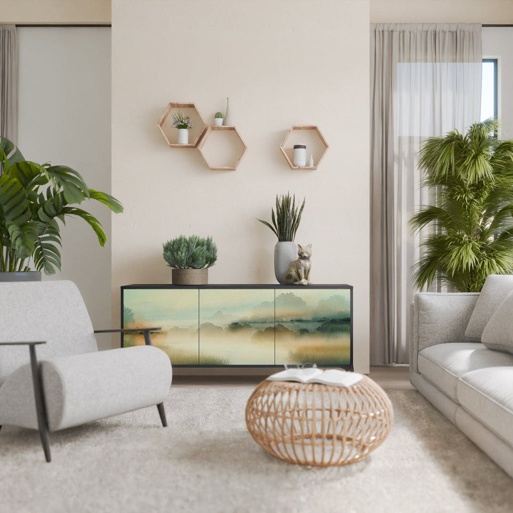 Buffet 3 portes MORNING BY THE LAKE en finition noire