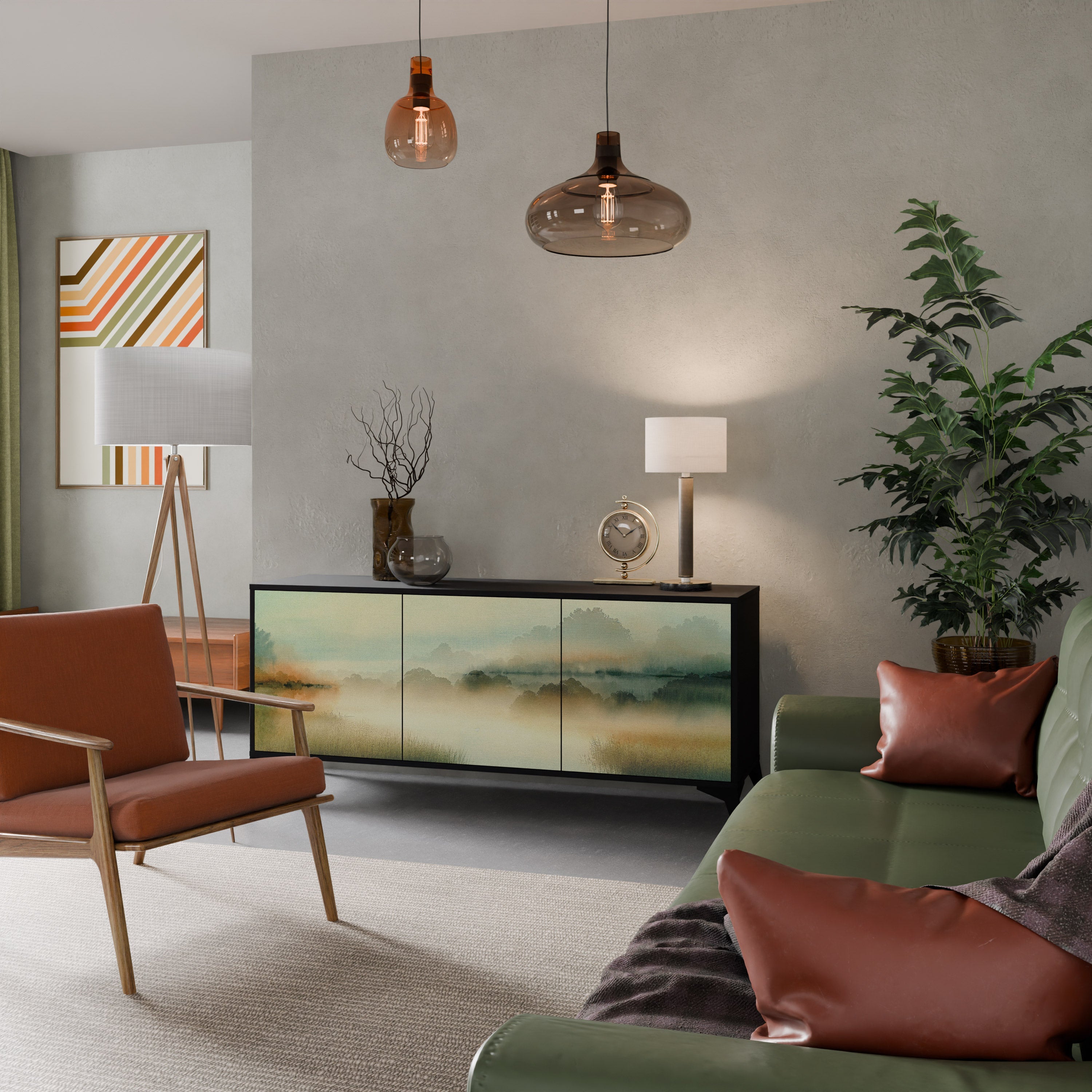 Buffet 3 portes MORNING BY THE LAKE en finition noire