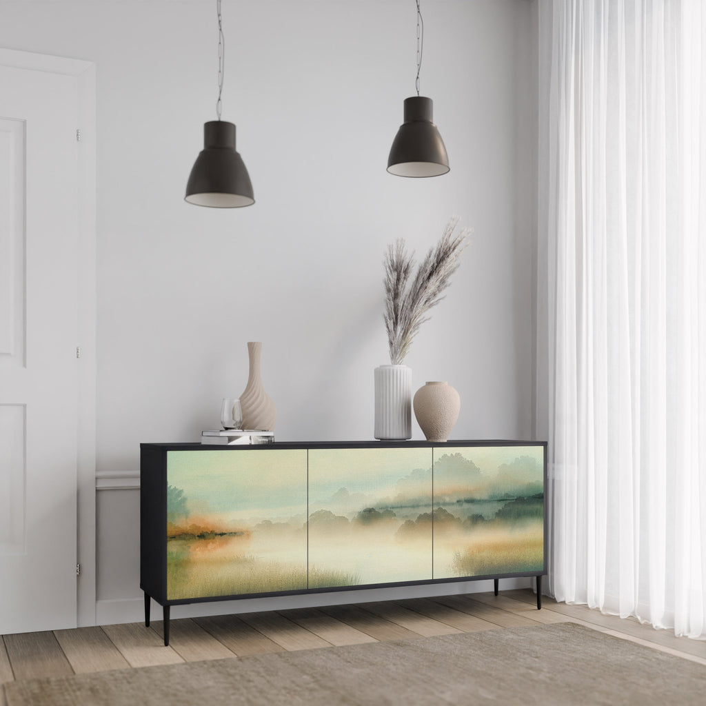 Buffet 3 portes MORNING BY THE LAKE en finition noire