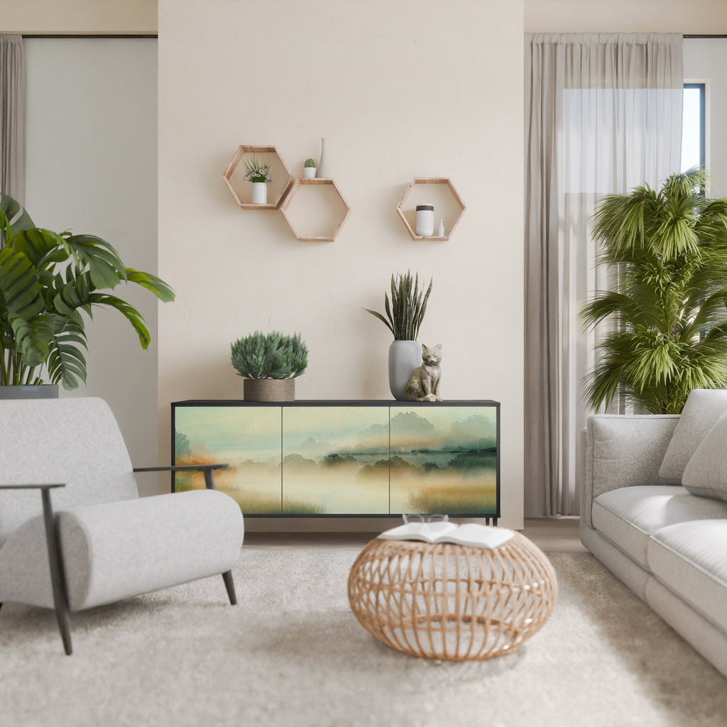 Buffet 3 portes MORNING BY THE LAKE en finition noire