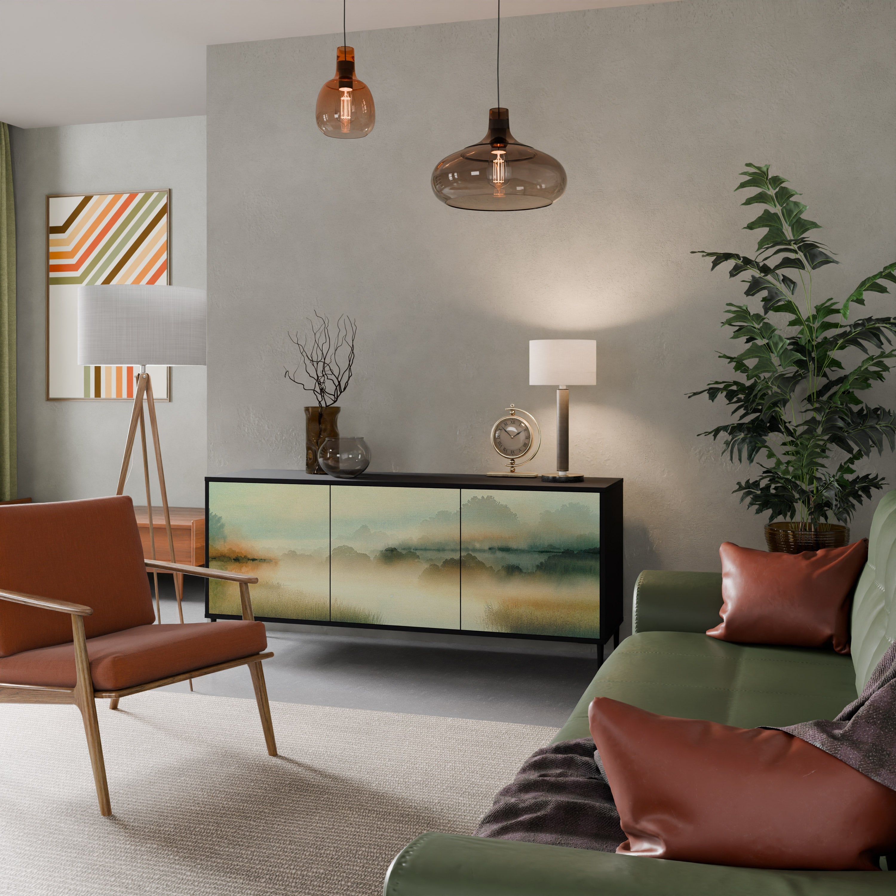 Buffet 3 portes MORNING BY THE LAKE en finition noire