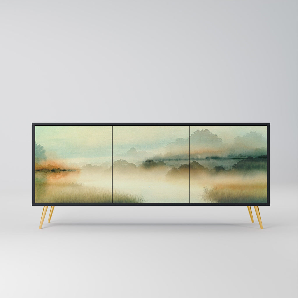 Buffet 3 portes MORNING BY THE LAKE en finition noire