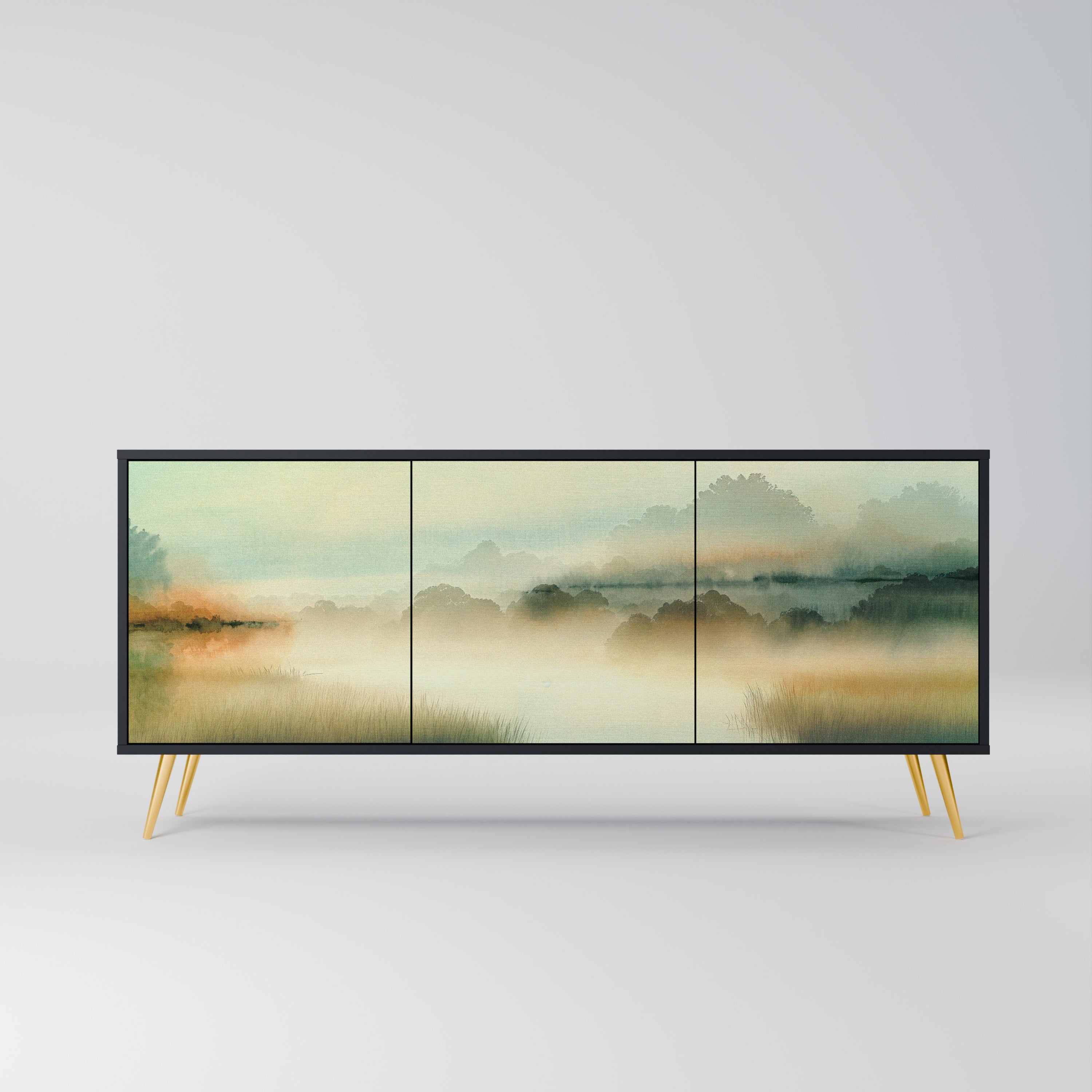 Buffet 3 portes MORNING BY THE LAKE en finition noire