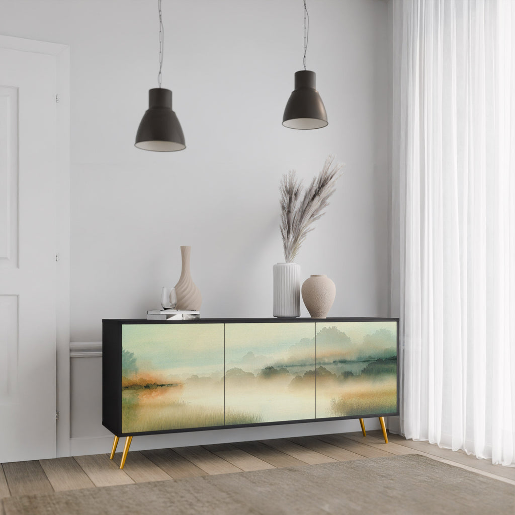 Buffet 3 portes MORNING BY THE LAKE en finition noire