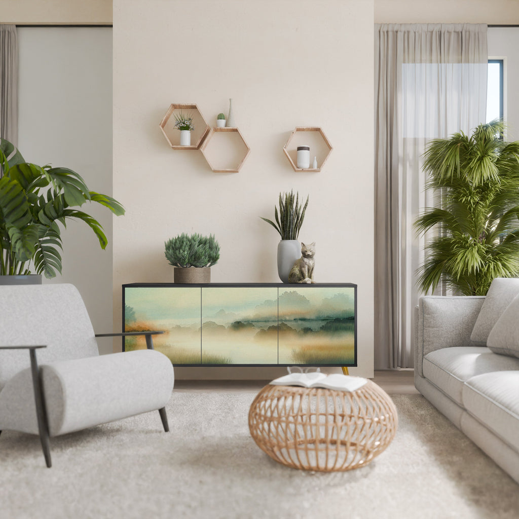 Buffet 3 portes MORNING BY THE LAKE en finition noire