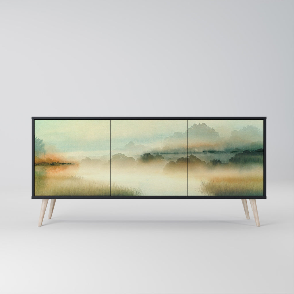 Buffet 3 portes MORNING BY THE LAKE en finition noire