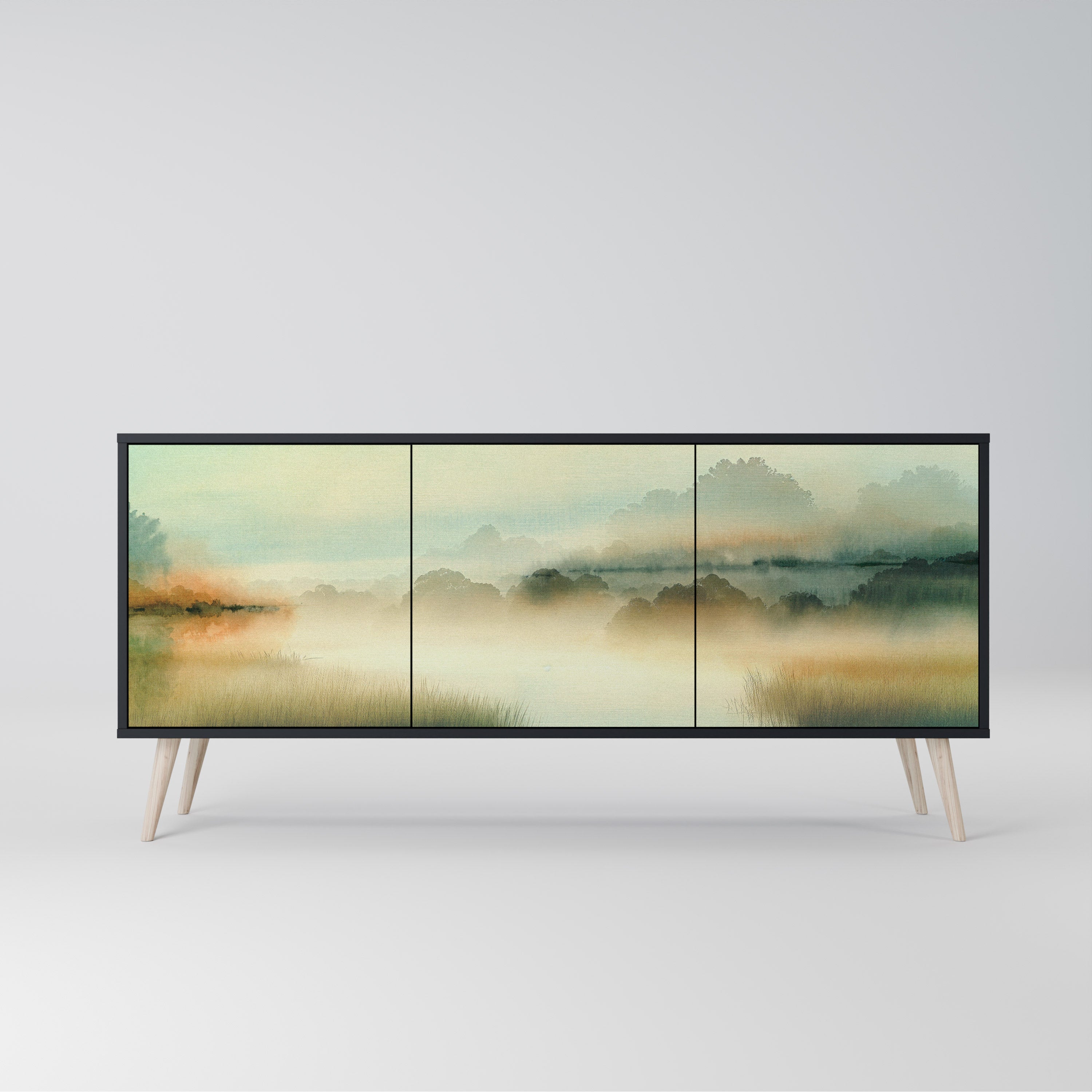 Buffet 3 portes MORNING BY THE LAKE en finition noire