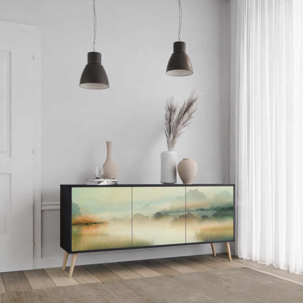 Buffet 3 portes MORNING BY THE LAKE en finition noire