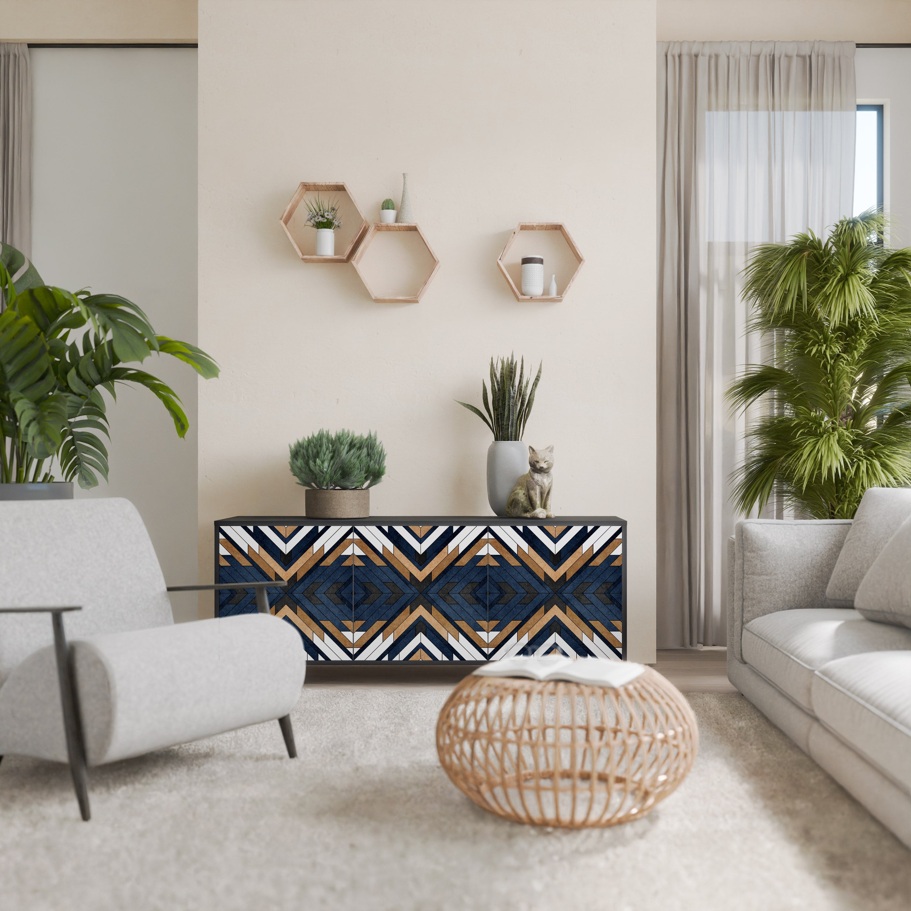 Buffet 3 portes ARTFUL GEOMETRY en finition noire