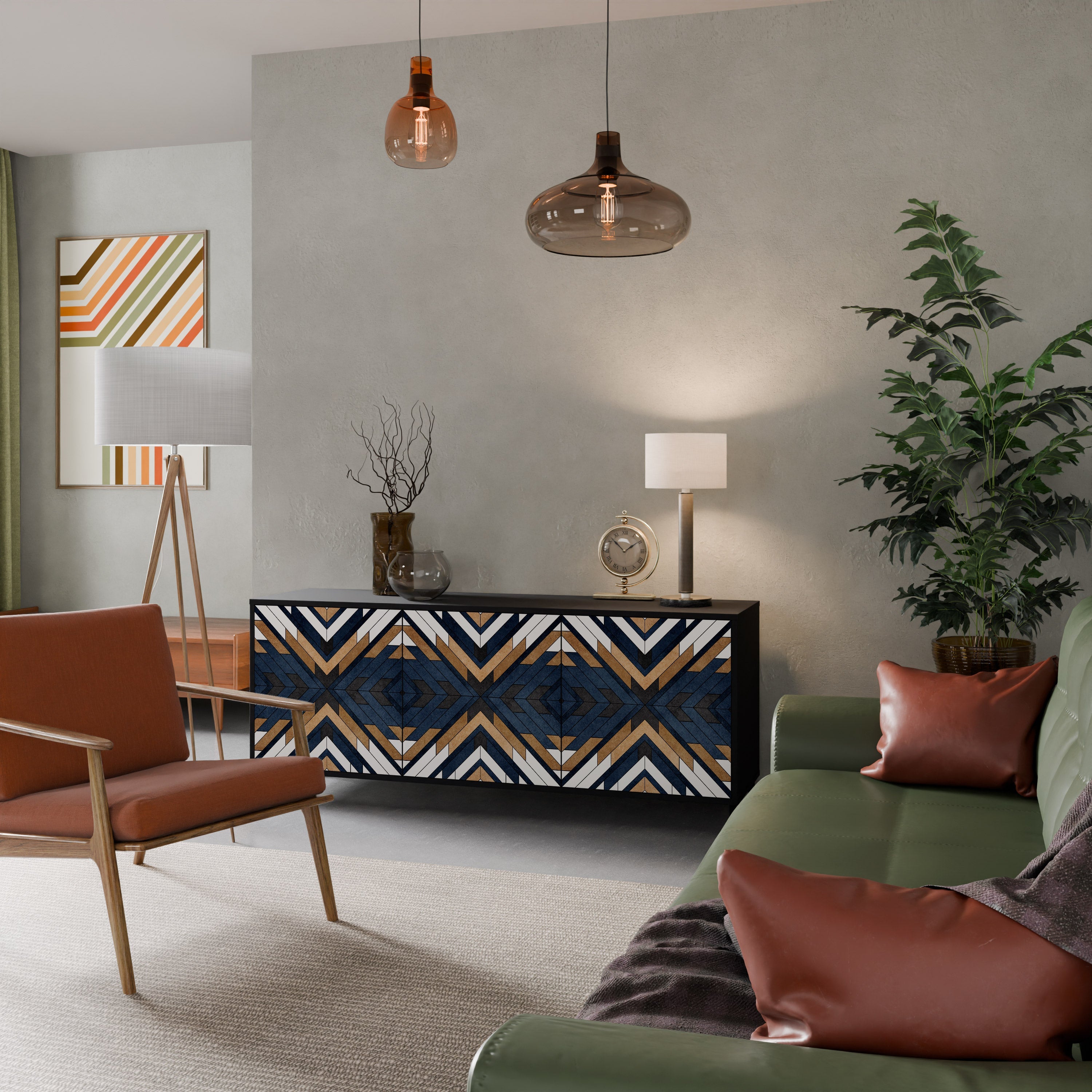 Buffet 3 portes ARTFUL GEOMETRY en finition noire