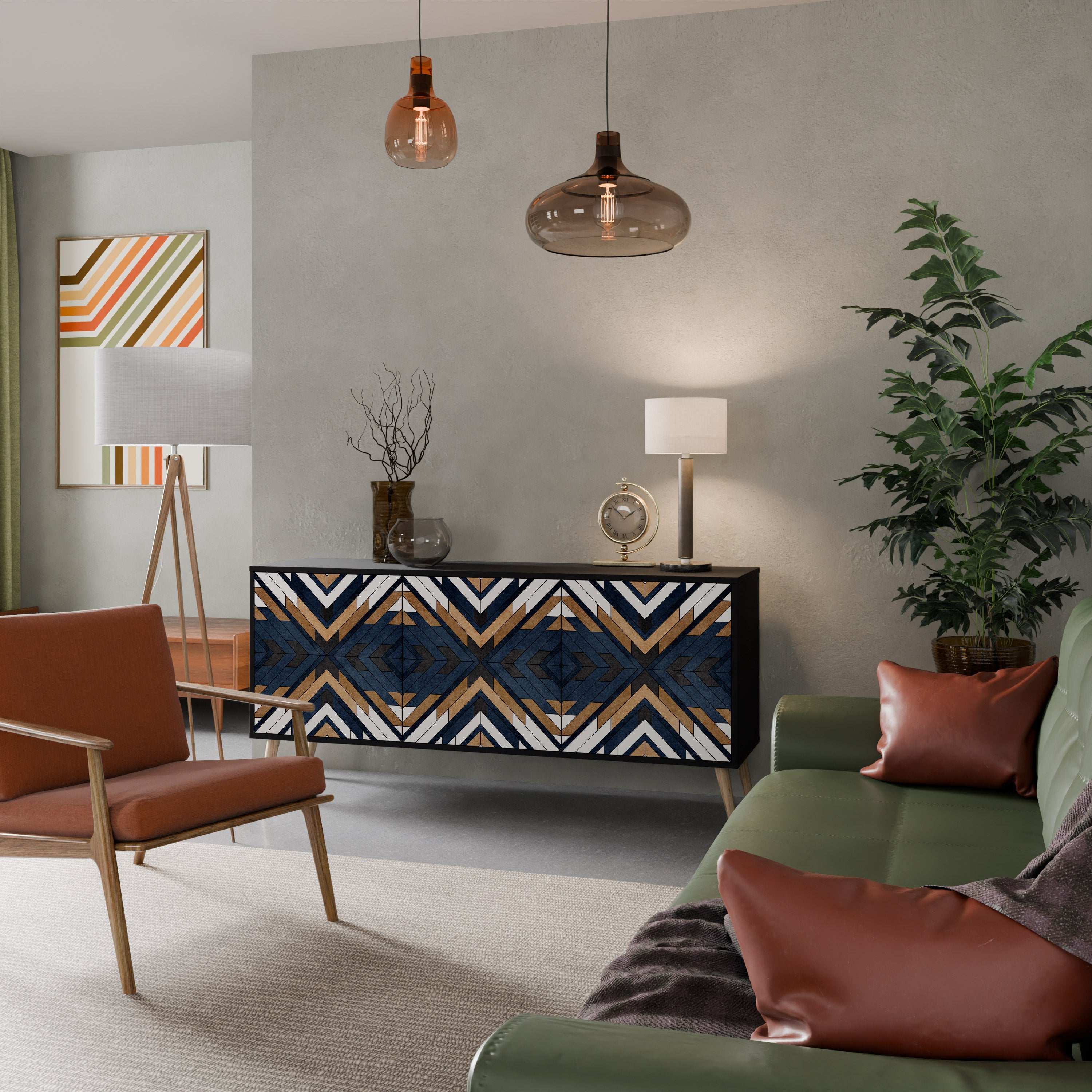 Buffet 3 portes ARTFUL GEOMETRY en finition noire