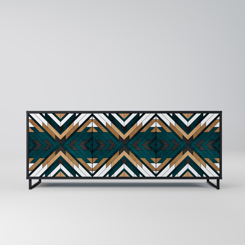 Buffet 3 portes ARTISTIC GEOMETRY en finition noire