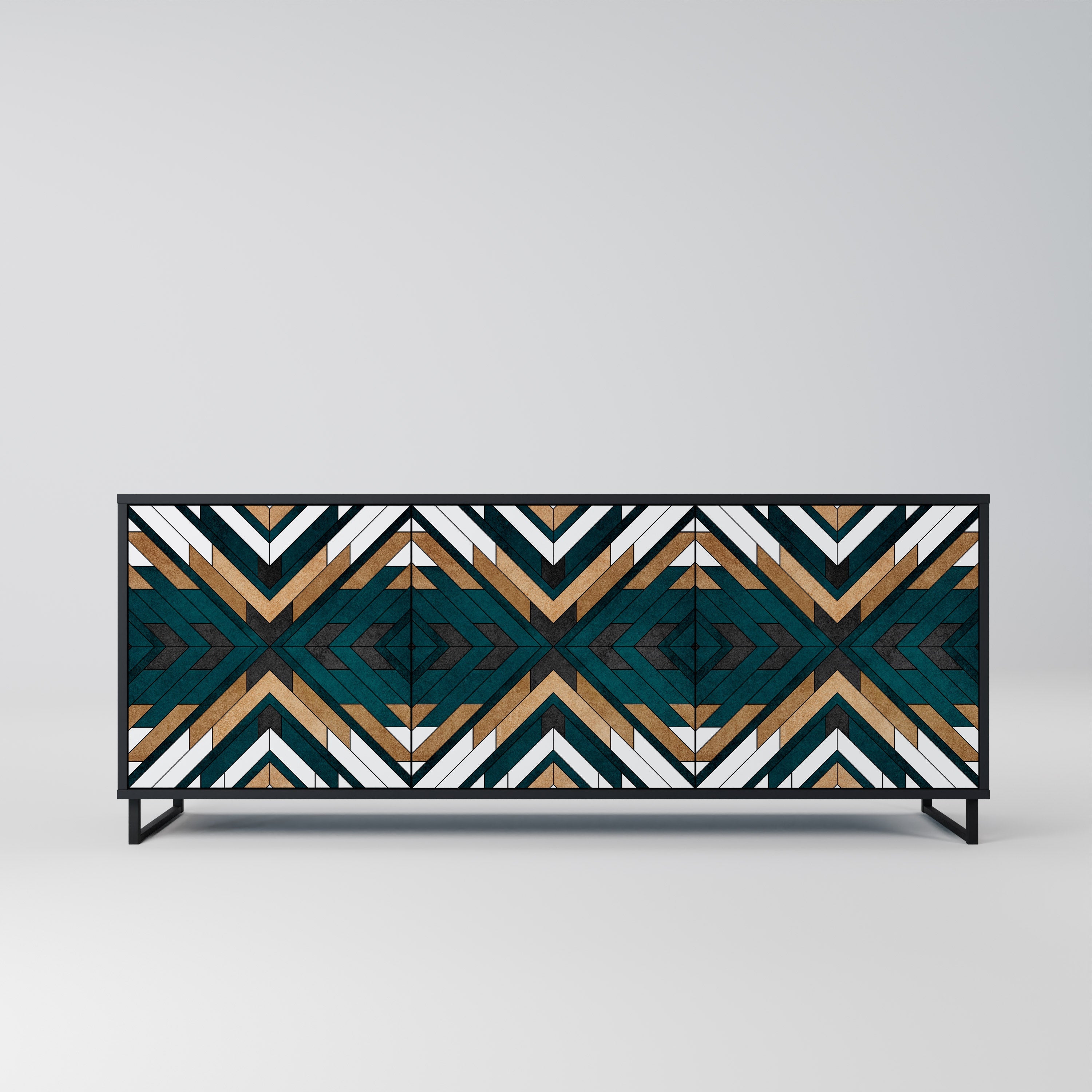 Buffet 3 portes ARTISTIC GEOMETRY en finition noire