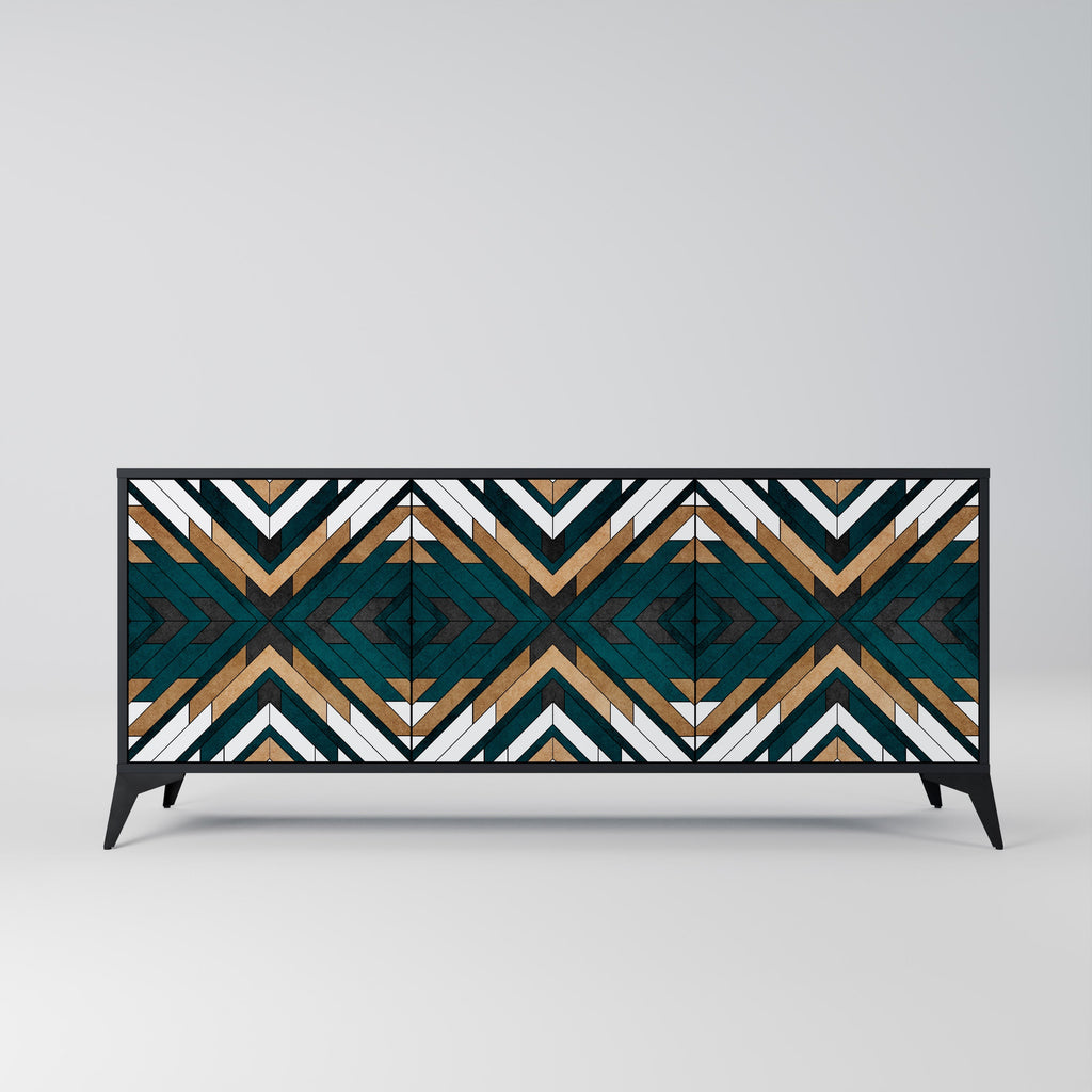 Buffet 3 portes ARTISTIC GEOMETRY en finition noire