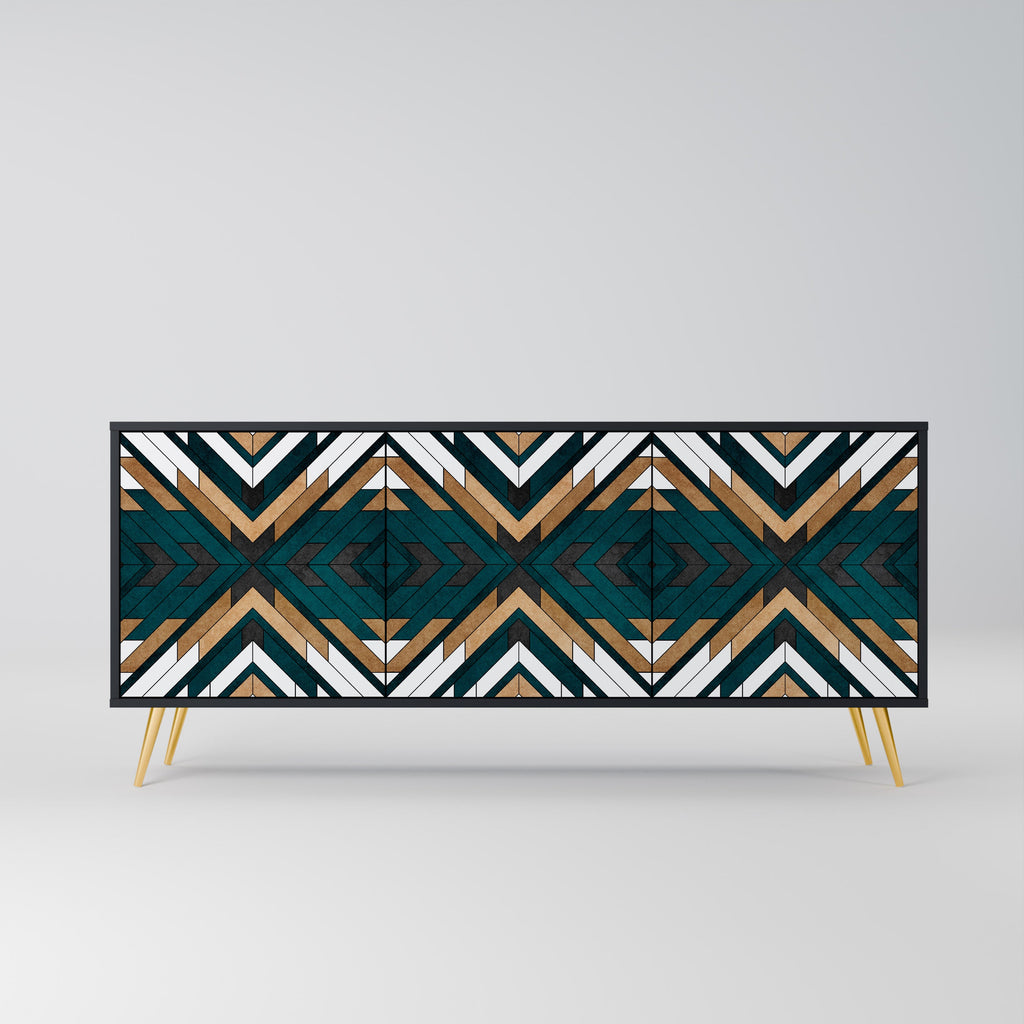 Buffet 3 portes ARTISTIC GEOMETRY en finition noire